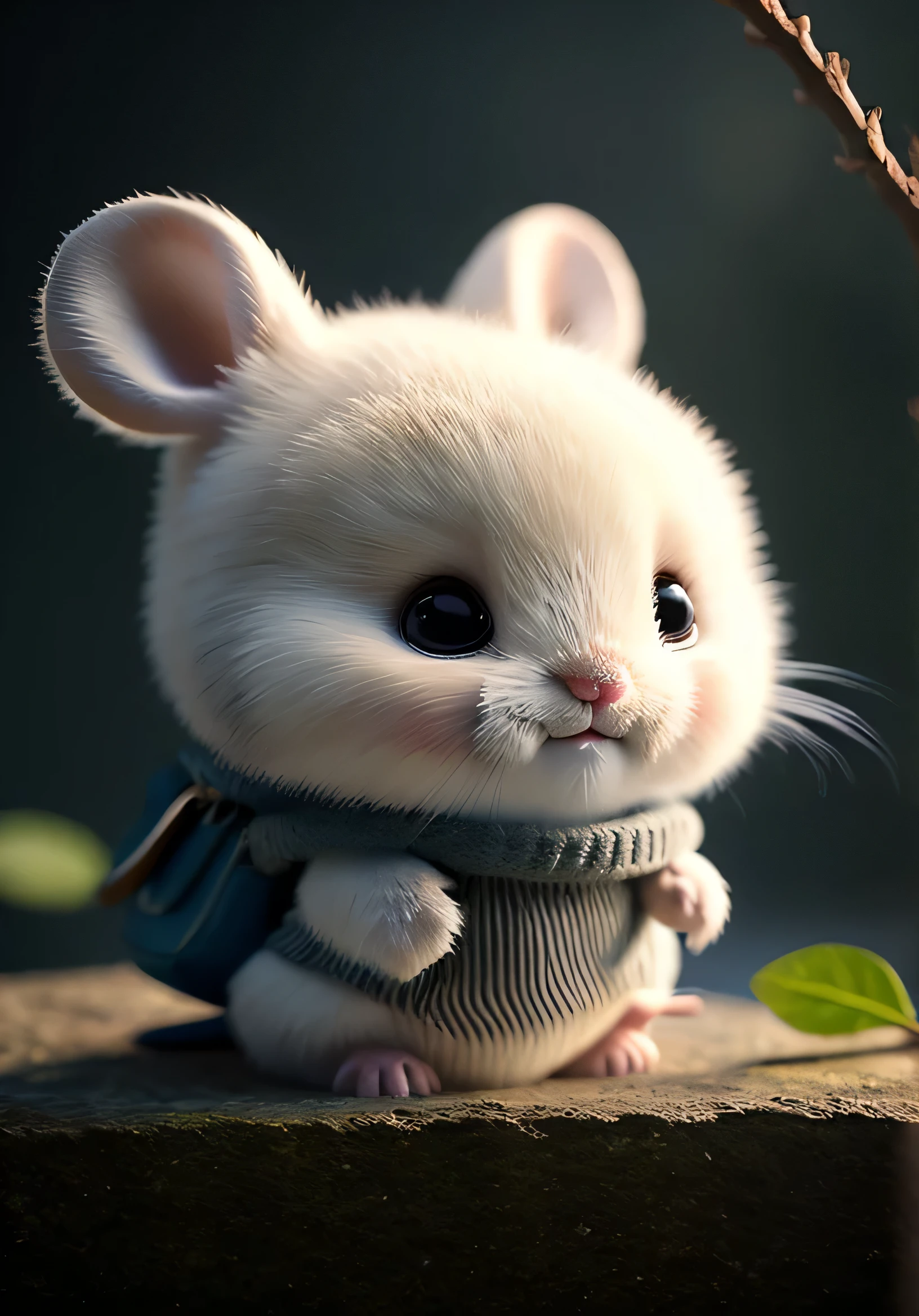 mouse，vague，Cute mouse，end，flowery，Nature，No_human nature，Depth of the bounds written，to8 contrast style，dark_gram，I&#39;I穿着 DRK_gram，deep shadow，（dark：1.4），（8K，original photo，best quality，masterpiece：1.2）