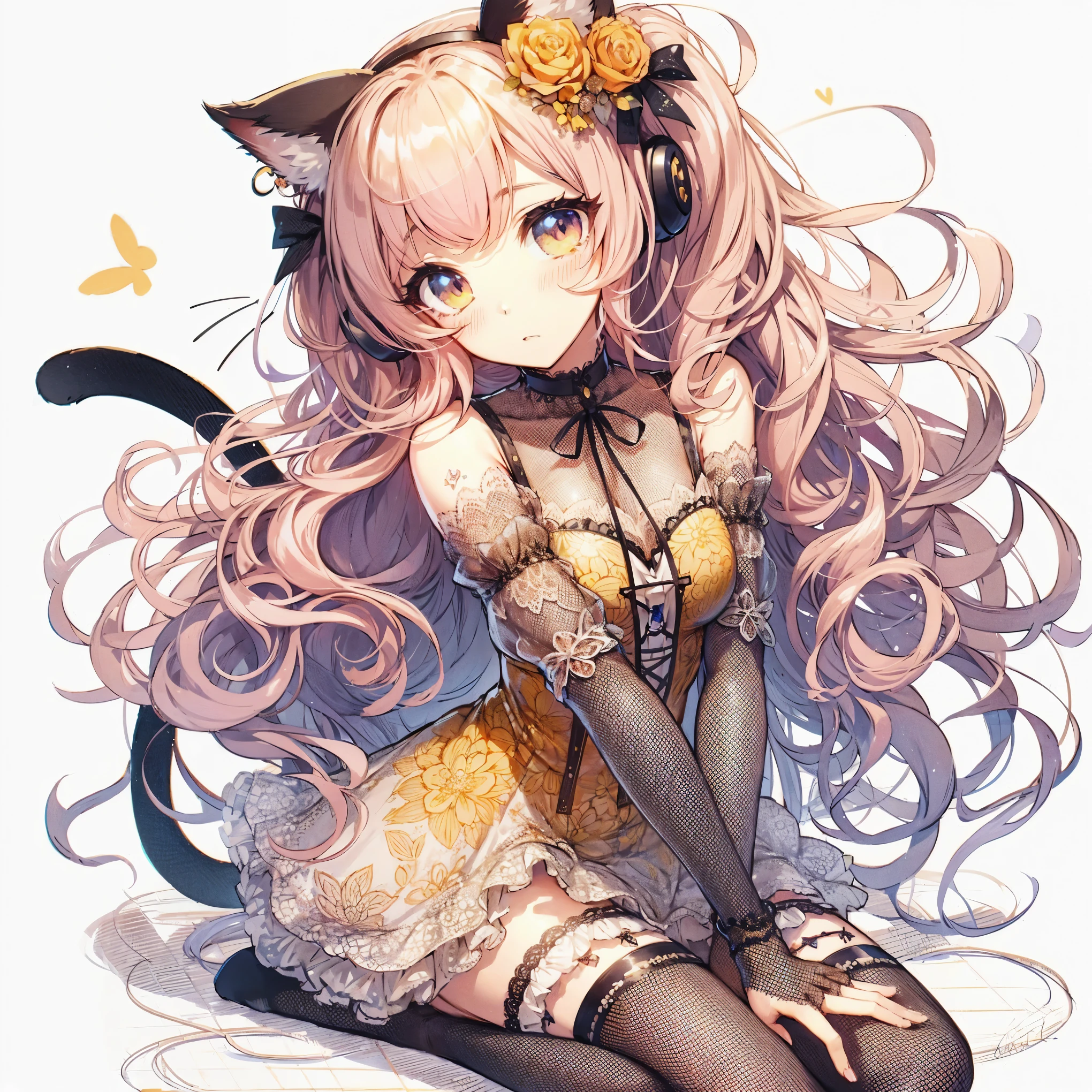 anime girl with long pink hair and black cat ears sitting on the ground, very beautiful anime cat girl, beautiful anime catgirl, cute anime catgirl, anime girl with cat ears, attractive cat girl, anime catgirl, very beautiful cute catgirl, (anime girl), beautiful young catgirl, beautiful anime girl, girl with cat ears, cat girl, cute anime girl, detailed drawn beautiful eyes, detailed beautiful large breast