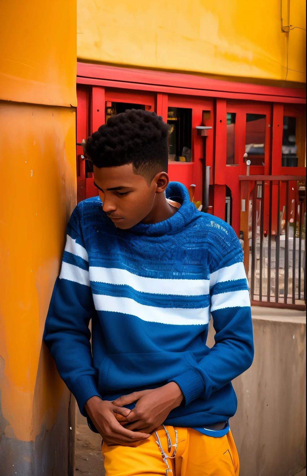 arafed man leaning against a wall with his hands in his pockets, riyahd cassiem, mohamed chahin, taken with canon 8 0 d, taken with sony alpha 9, candid picture, around 1 9 years old, male teenager, photo taken with canon 5d, profile pose, ismail, teenage boy, with a cool pose, profile shot, futuristic background realisti c realistic face