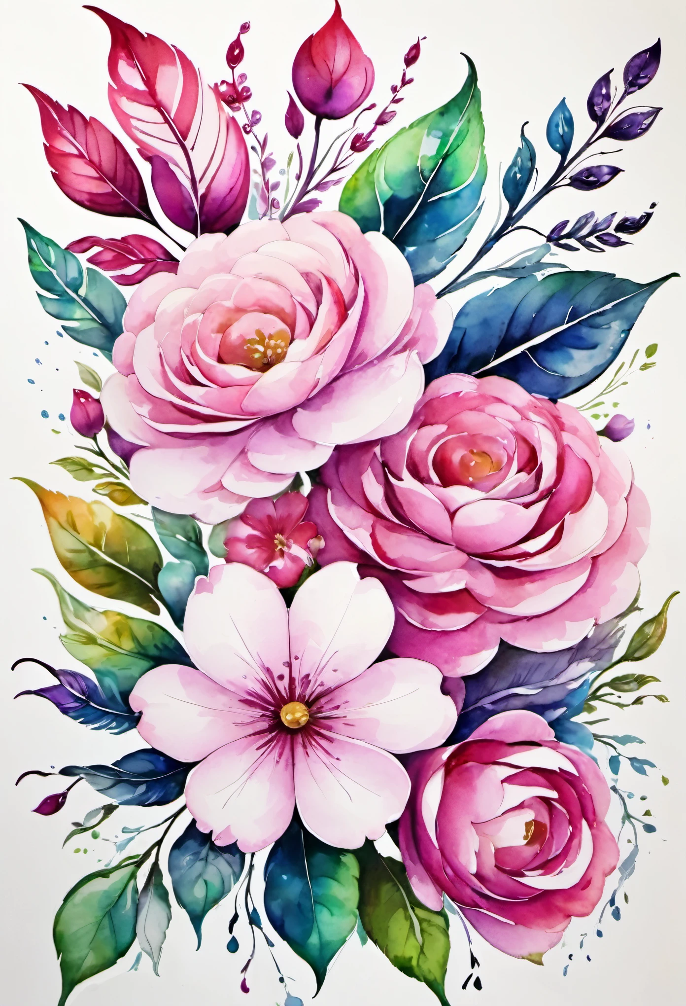 um decriesenho de uma linha reta com flores na cor rosa com folhas no estilo aquarelada,  no fundo branco!!
only this will cut it!!!. com uma boa qualidade!. um pouco menor para caberem na margem!!!.