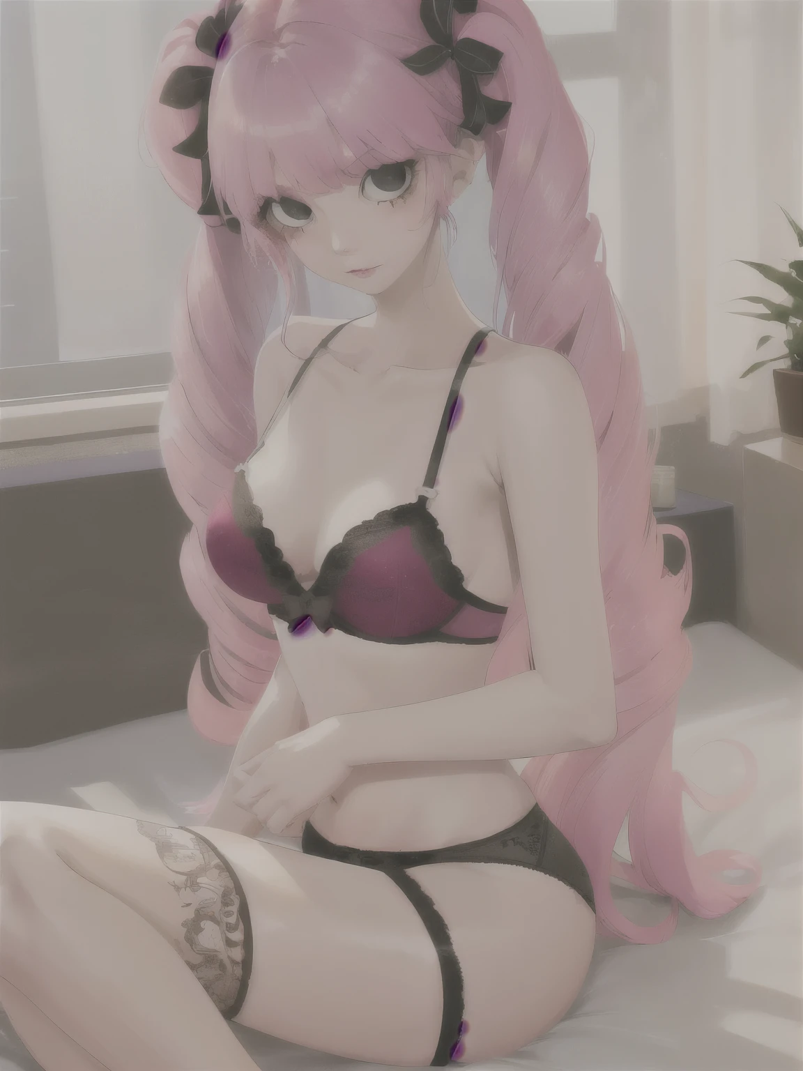 anime girl in lingerie sitting on bed with pink hair, seductive anime girl, beautiful alluring anime woman, beautiful anime girl, anime girl, attractive anime girl, beautiful anime woman, (anime girl), guweiz, artwork in the style of guweiz, pretty anime girl, beautiful alluring anime , an anime girl, anime. soft lighting