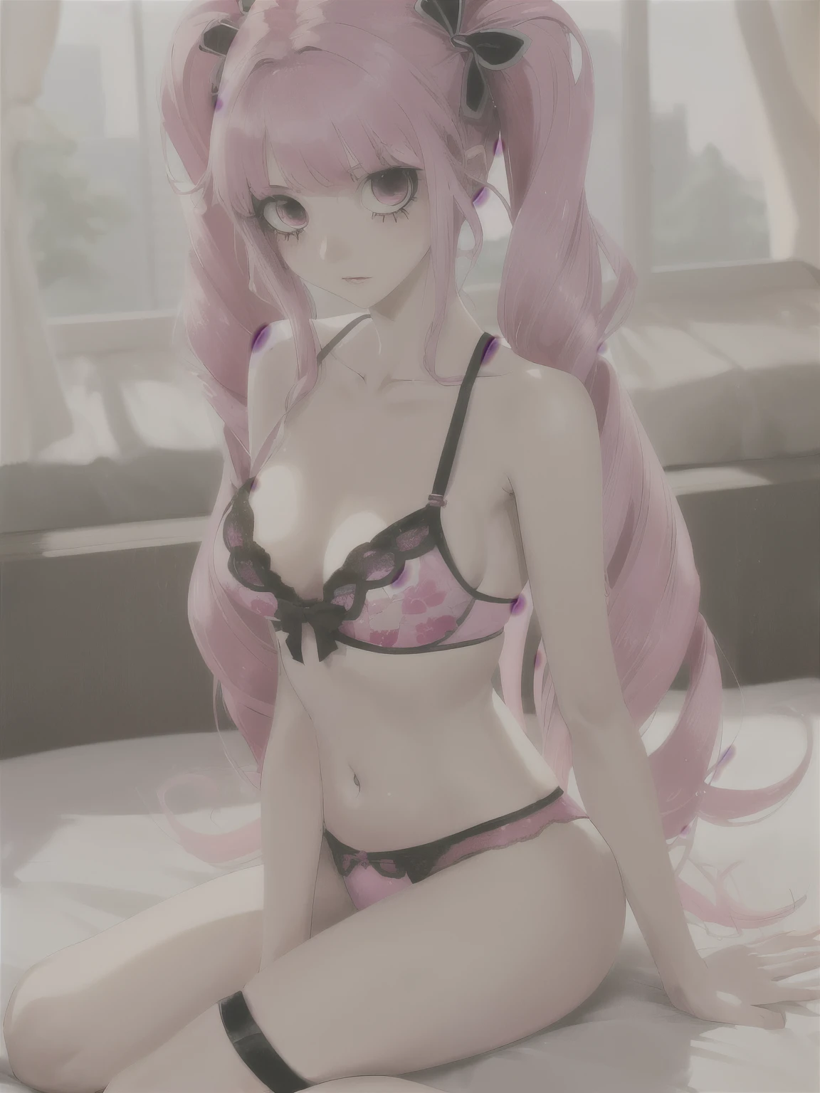 anime girl in lingerie sitting on bed with pink hair, seductive anime girl, beautiful alluring anime woman, beautiful anime girl, anime girl, attractive anime girl, beautiful anime woman, (anime girl), guweiz, artwork in the style of guweiz, pretty anime girl, beautiful alluring anime , an anime girl, anime. soft lighting