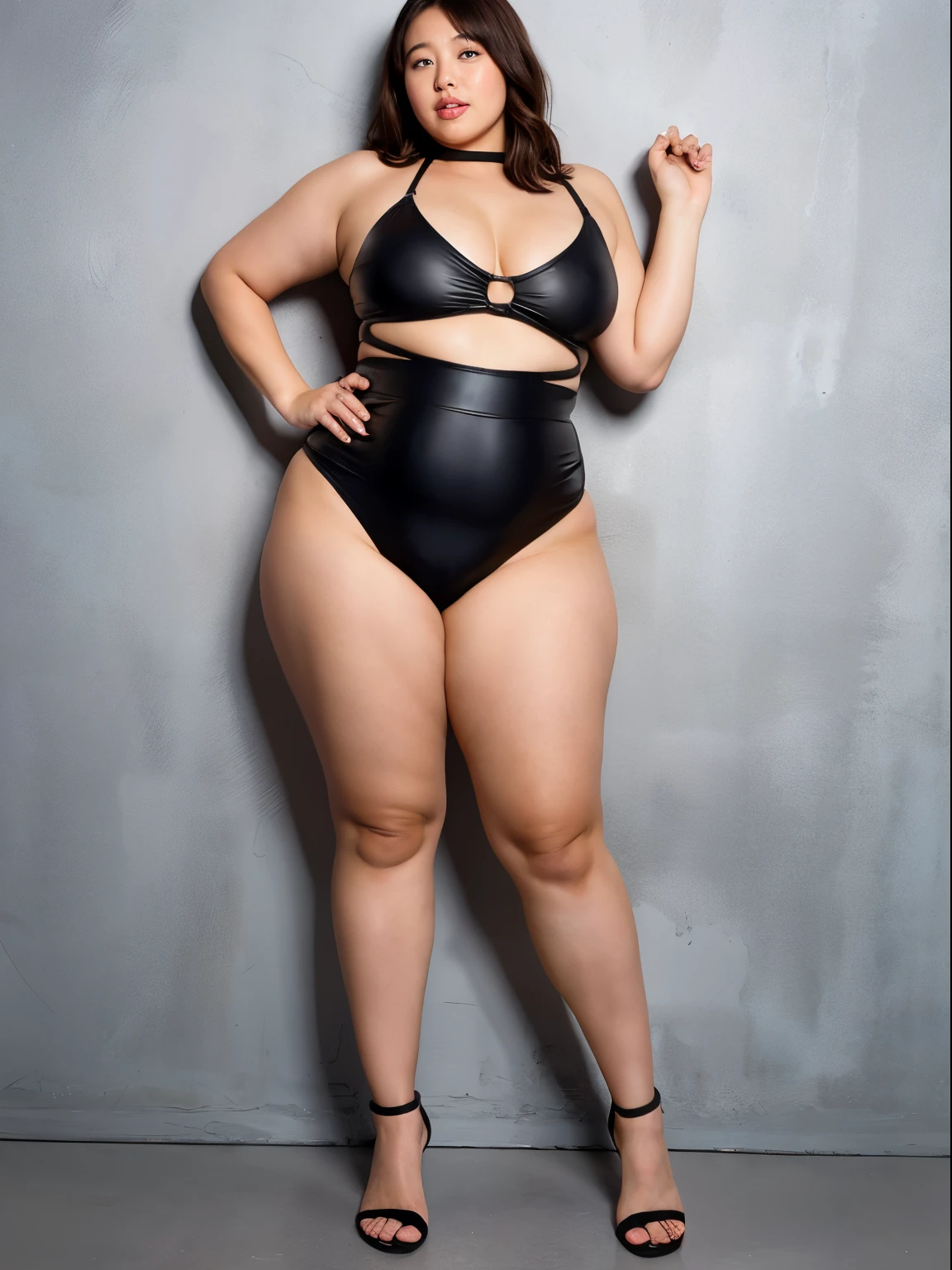 one woman, Super big breasts and tall body, bondage, full body portrait,Chubby, gal, muscular