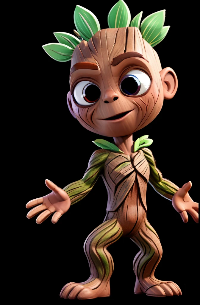 Trees are made of people, monsters,Groot，Disney Pixar style character, full body, full body, white background, Q version, 2d,evil