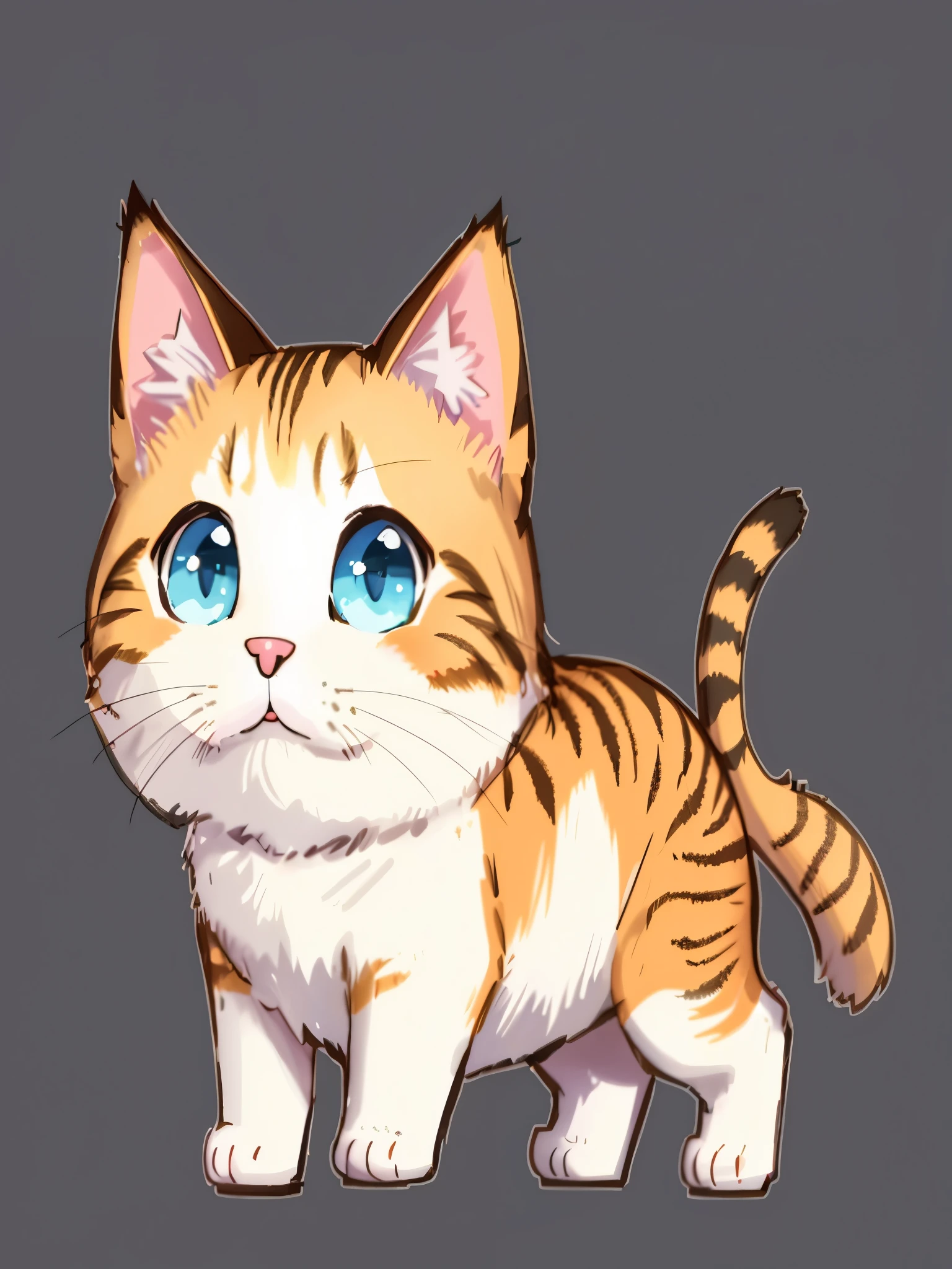 a cute cat,happy expression,Two-dimensional style,pink,blue,anime style,colorful,rainbow,Gradient,
