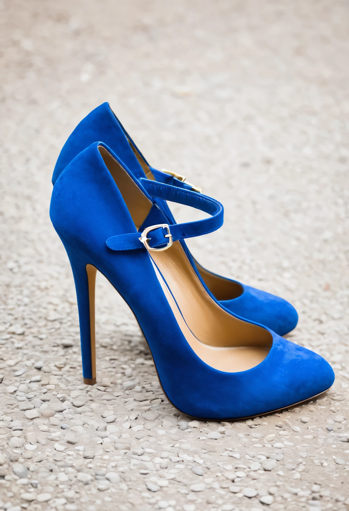 Blue suede stilettos