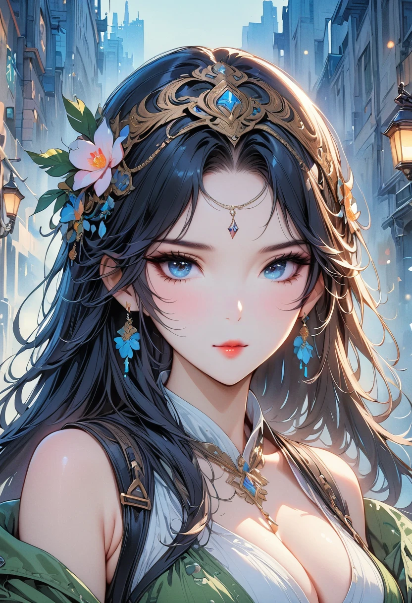 (masterpiece,best quality,Super detailed:1.6),illustration,, (alone,1 girl,Beautiful and delicate eyes:1.2),, City,street,