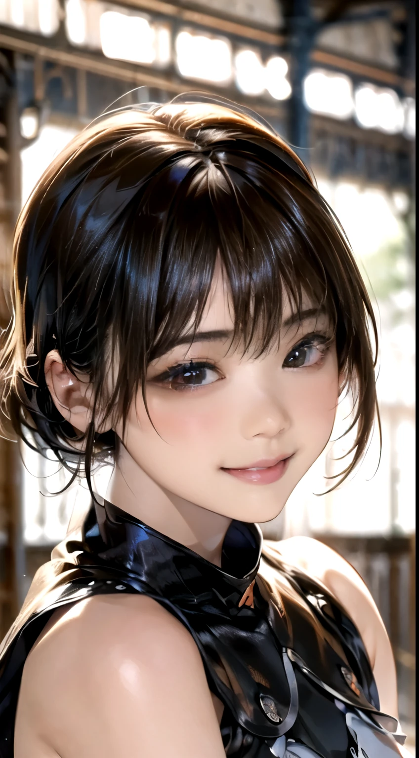 (Raw photo:1.2), (realistic:1.4),(masterpiece:1.3),(highest quality:1.4),ultra high resolution,(fine eyes),(detailed facial features),(Detailed clothing characteristics),HDR,8K resolution, focus only, perfect anatomy, ((light brown hair, bob hair:1.6, bangs)), Perfect for your skin, (shiny skin),(slender girl),dream-like,
(extreme detailed diagram),check comments,comment request,scenery,no text,
VirtualGirl-Aim,
(1 girl, cowboy shot:1.4),
cute, innocent,
(smile), --automatic