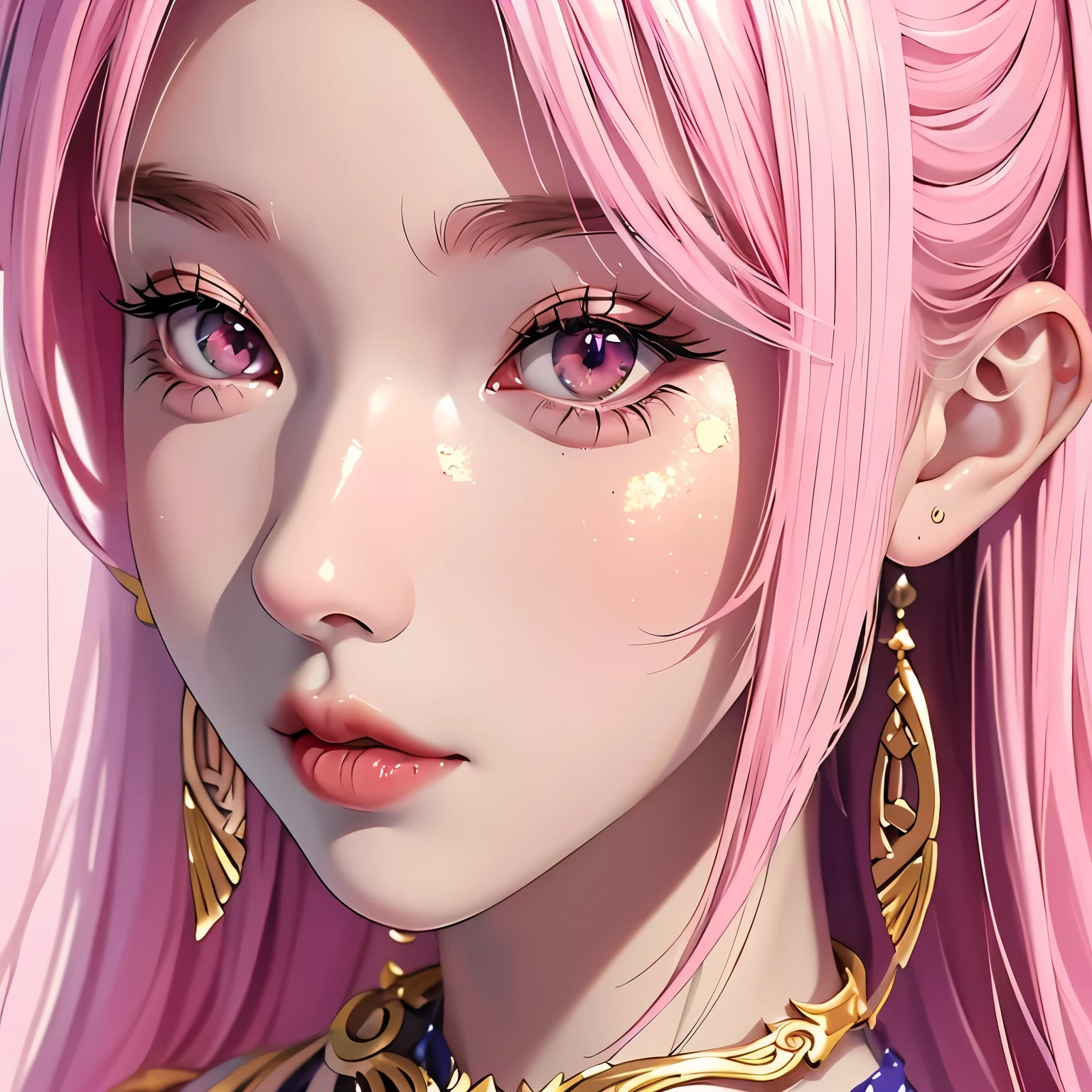a close up of a woman with pink hair and a necklace, detailed portrait of anime girl, detailed digital anime art, intricate ornate anime cgi style, stunning anime face portrait, artwork in the style of guweiz, artgerm. high detail, artgerm detailed, close up of a young anime girl, extremely detailed artgerm