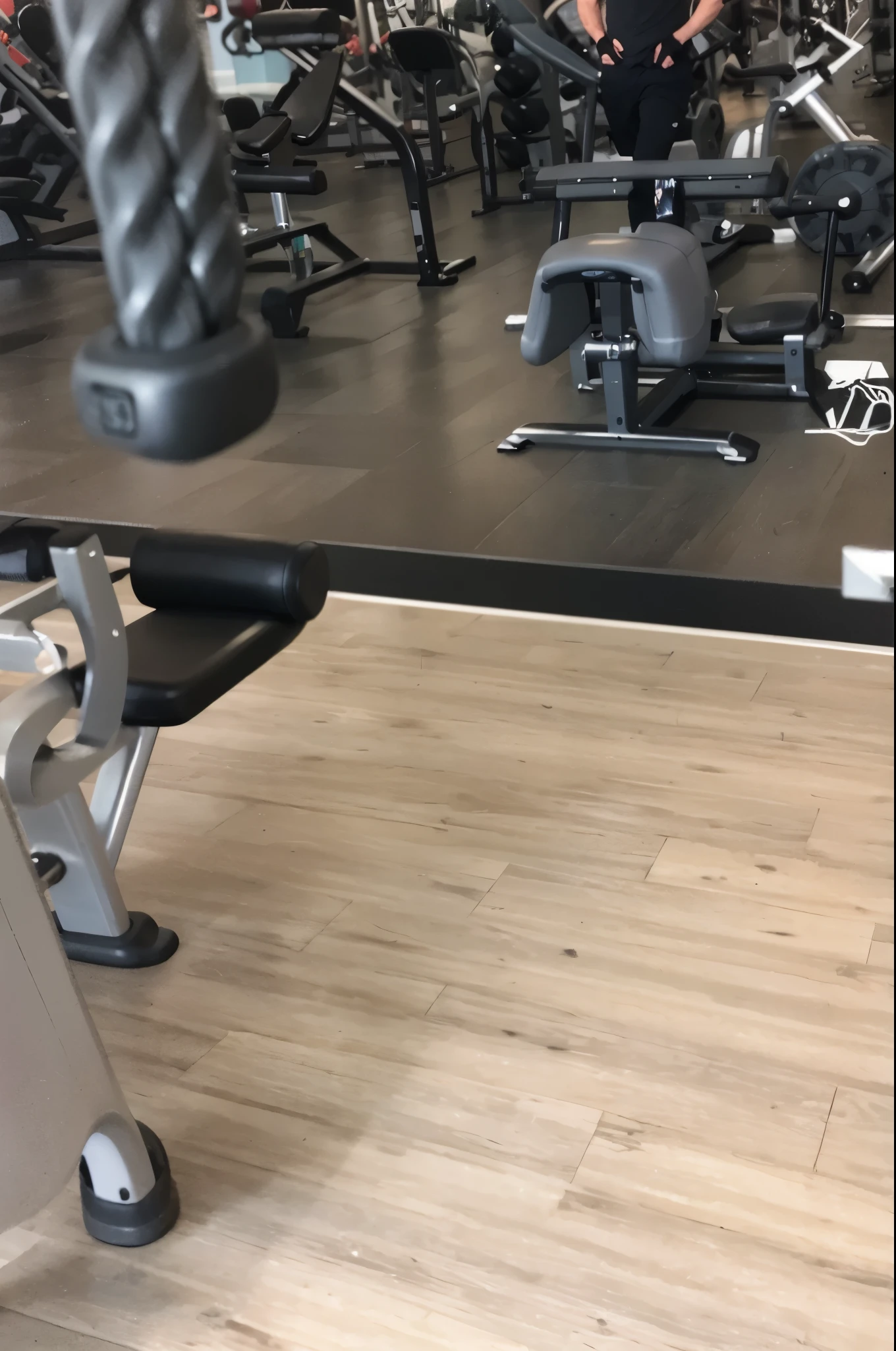 there is a man doing a squat on a bench in a Fitnessstudio, background a Fitnessstudio, dim dingy Fitnessstudio, in a Fitnessstudio, local Fitnessstudio, dingy Fitnessstudio, ausarbeiten, Fitness, Fitnessstudio, stolz aussehend, detaillierte Weitwinkelaufnahme, genau und detailliert, Blick teilweise nach links, komfortabel, Studio-Boden, well toned, Karolina Cummings, Holzboden