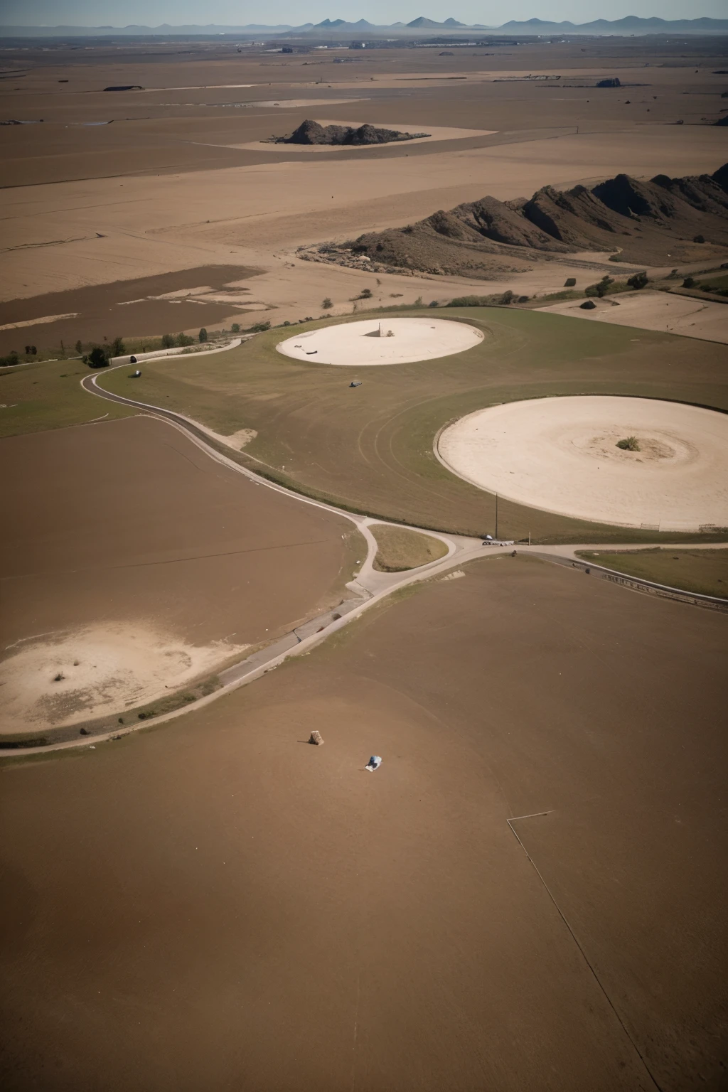 an empty battlefield seen from above in the style of the planet Alderan
