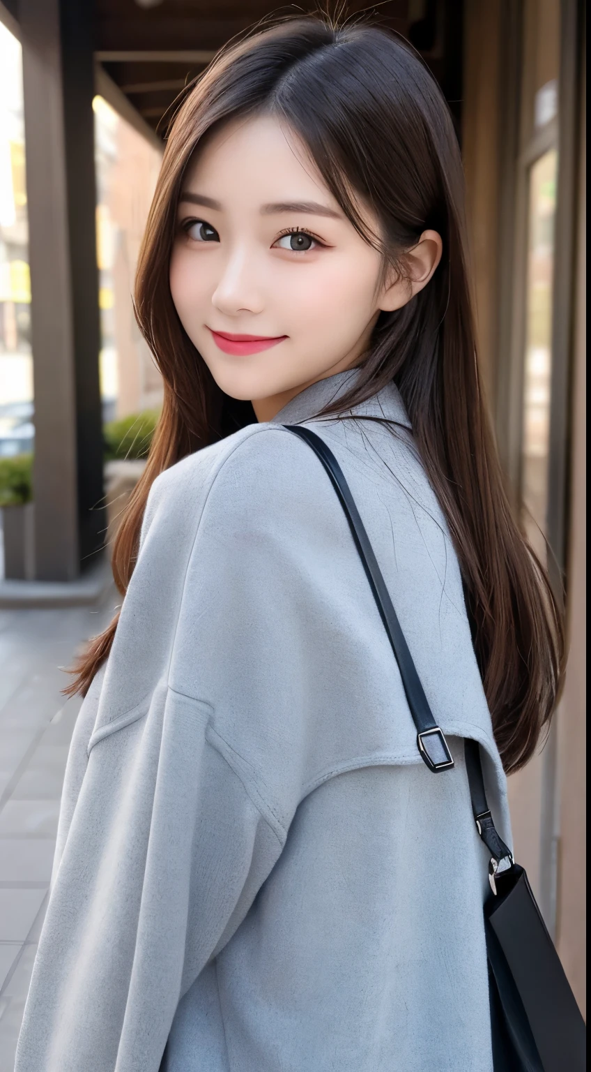 table top, highest quality, shape, Super detailed, finely, High resolution, 8k wallpaper, 完璧なダイナミックな構shape, beautiful and detailed eyes, Gorgeous black fluffy Tokyo winter clothes,ランダムなcute髪,,natural color lip, bold sexy pose,smile、20 year old girl、cute、sexy shot looking at camera,Always blur the background,perfect and beautiful face,Take only the face,Beautiful and dense face、slim face and style,Big eyes、Do gal makeup,small face,wear a spring trench coat、Shoot from below、sunset、Smile