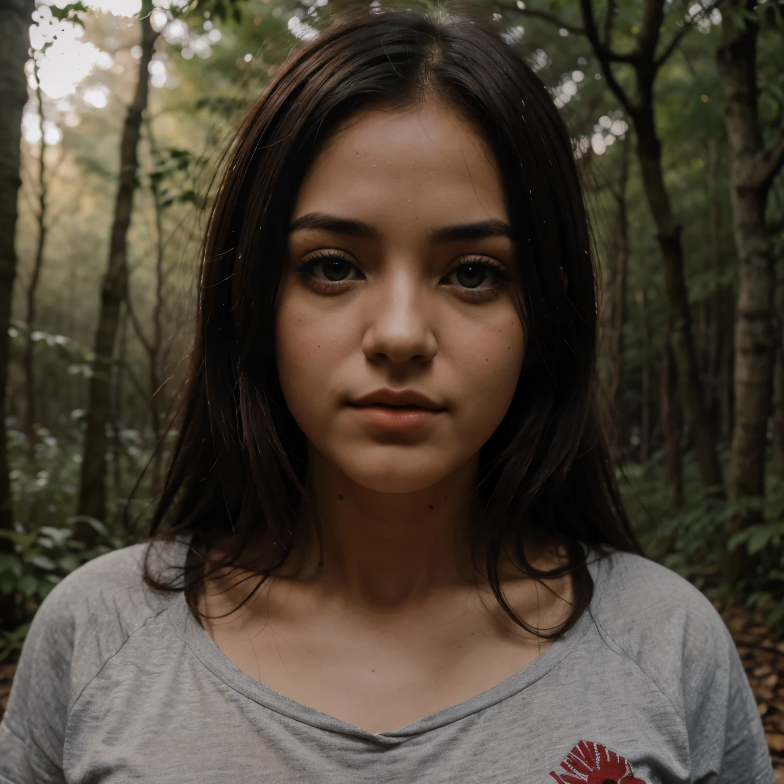 Chica desmayada en el bosque