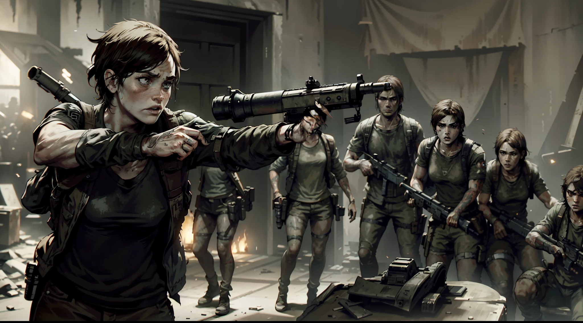 Resident evil looking at camera with gun in front of zombies, Movie《Tomb Raider》Still, call of duty zombies, Rise of the Tomb Raider, emma watson vietnam gate gunner, emma watson as Laura Crawford, Resident Evil game background, Wojtek FUS, the last of us zombies, 《the last of us》Ellie, video game screenshots, Laura Crawford