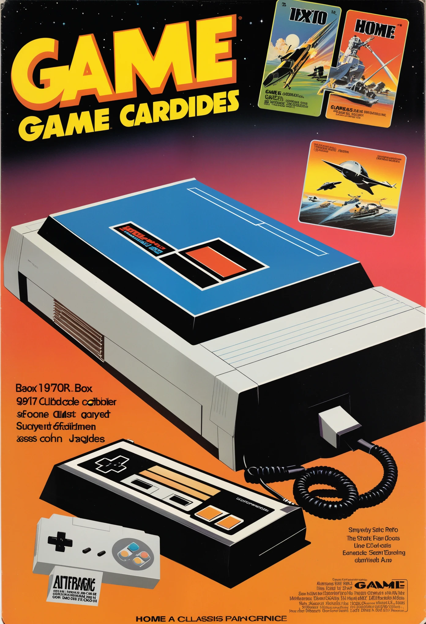 ATARI game cartridge box art, 1970's retro classic home entertainment system game cartridge