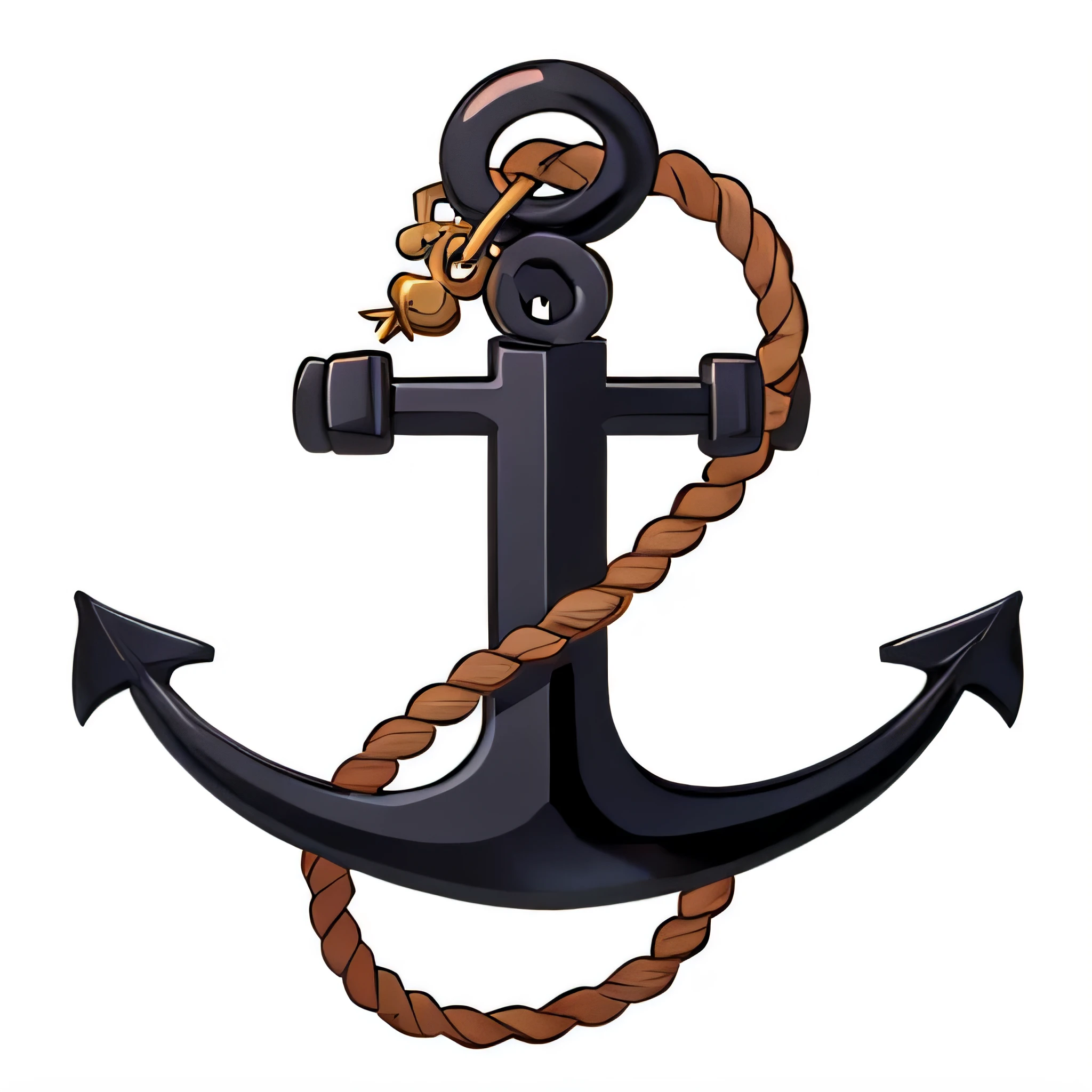 black anchor，There is a rope on it,Vector illustration, Simple