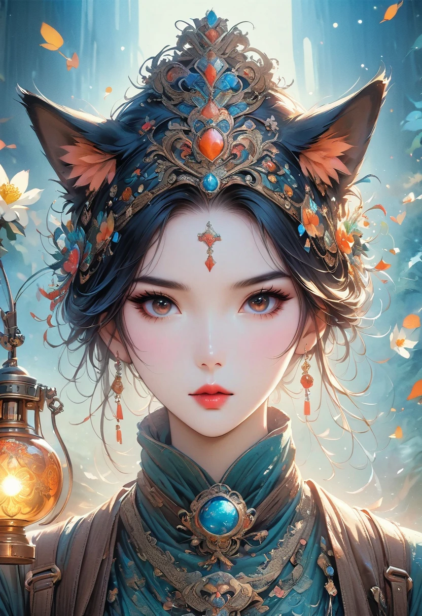 (8K, high dynamic range, high resolution), ((((photography, original photo, Surrealism, masterpiece, best quality, ultra high resolution)))), (Needle lamp, backlight, backlight, film light), sharp focus:1. 4, (Ultra-detailed, meticulous), face close up, close up,, 1 girl, egg shaped face，cat eye, small, plump lips, Straight and cute nose, Cheekbones slightly red, Thick eyebrows and long, beautiful eyelashes.