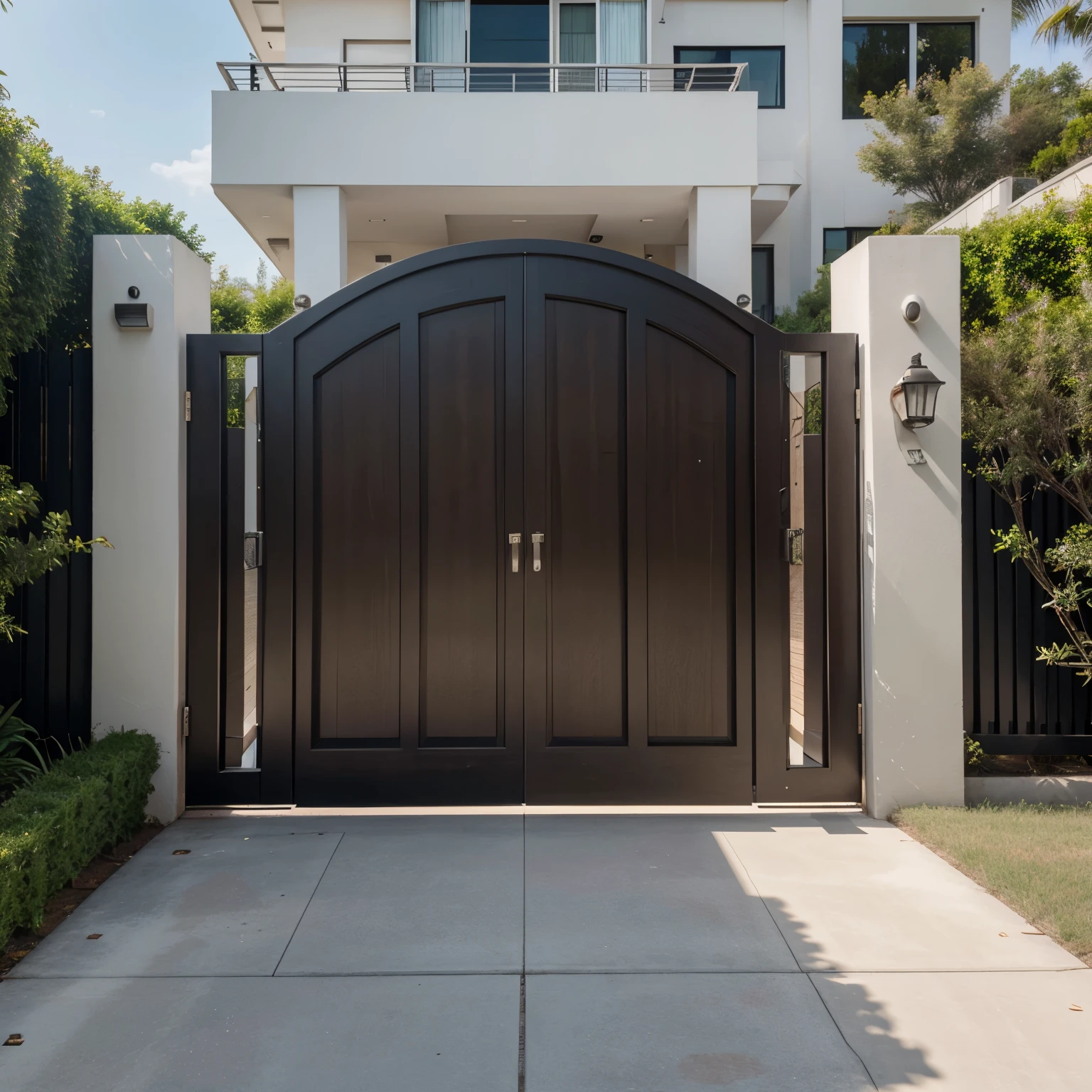 Contemporary residential estate entry and exit vehicular gate