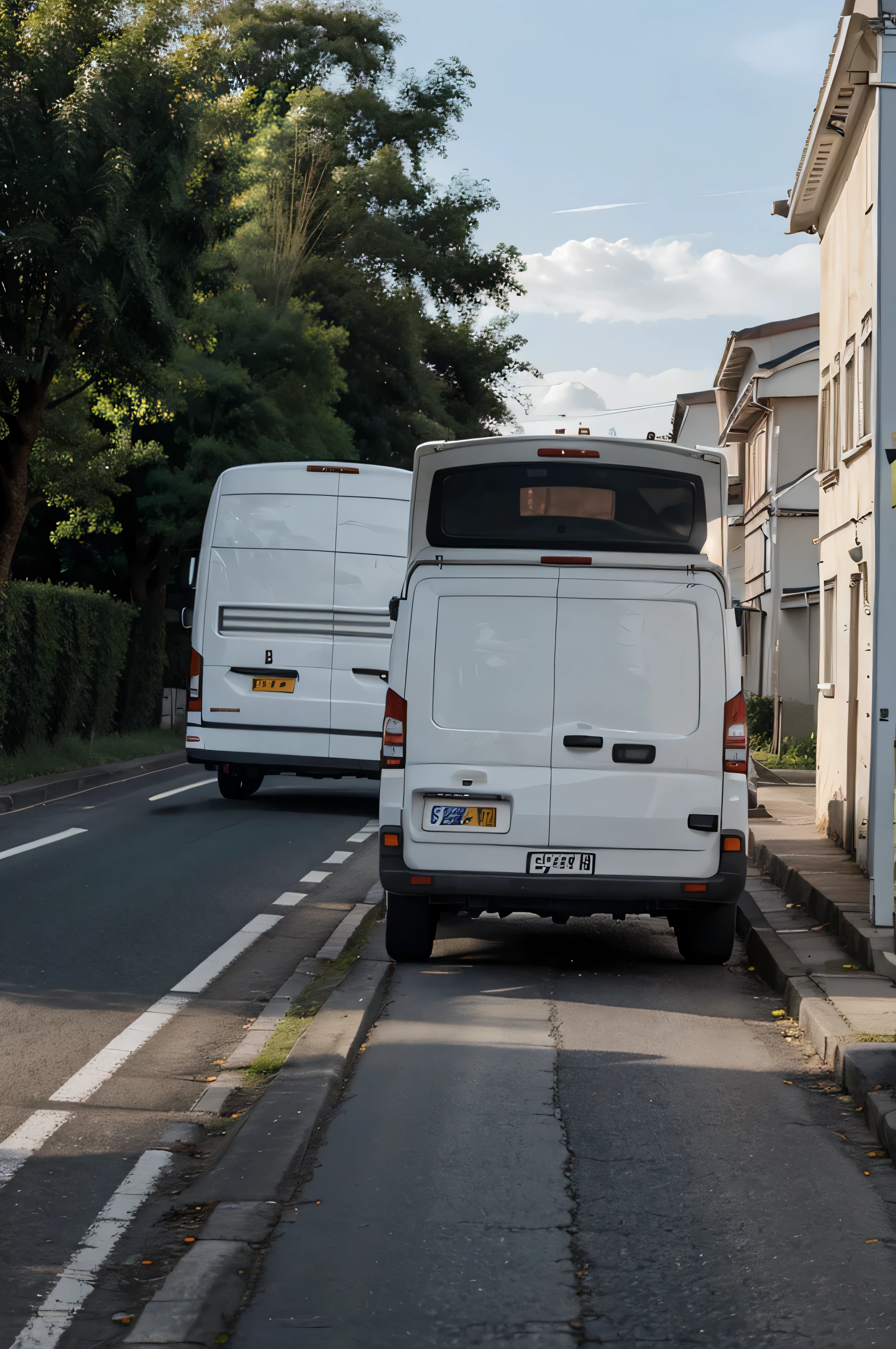 White courier van going on a road for delivery