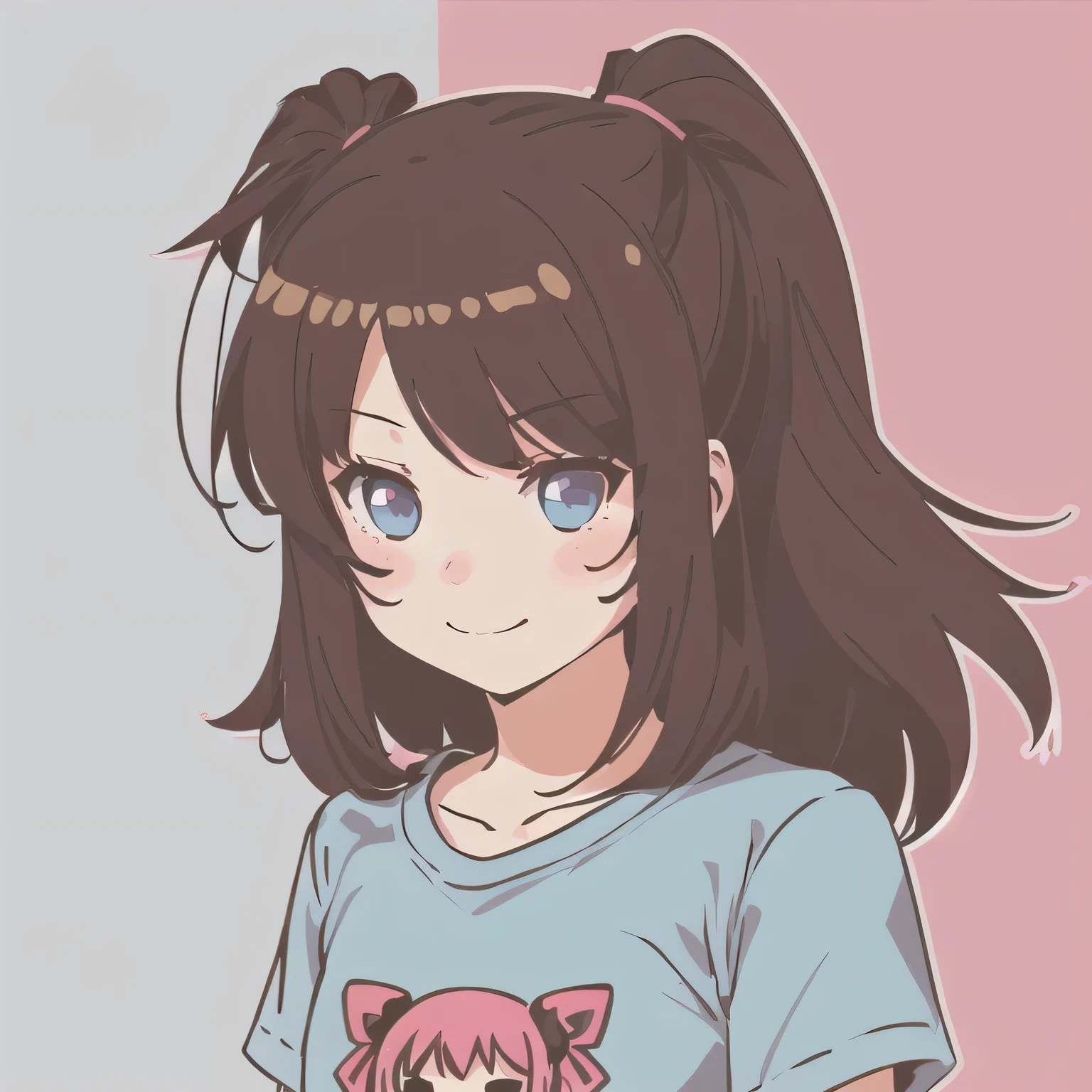 (A cute 1girl:1.4), (rough lines:1.3), (vector:1.3), simple, (flat illustration:1.2), anime, tshirt
