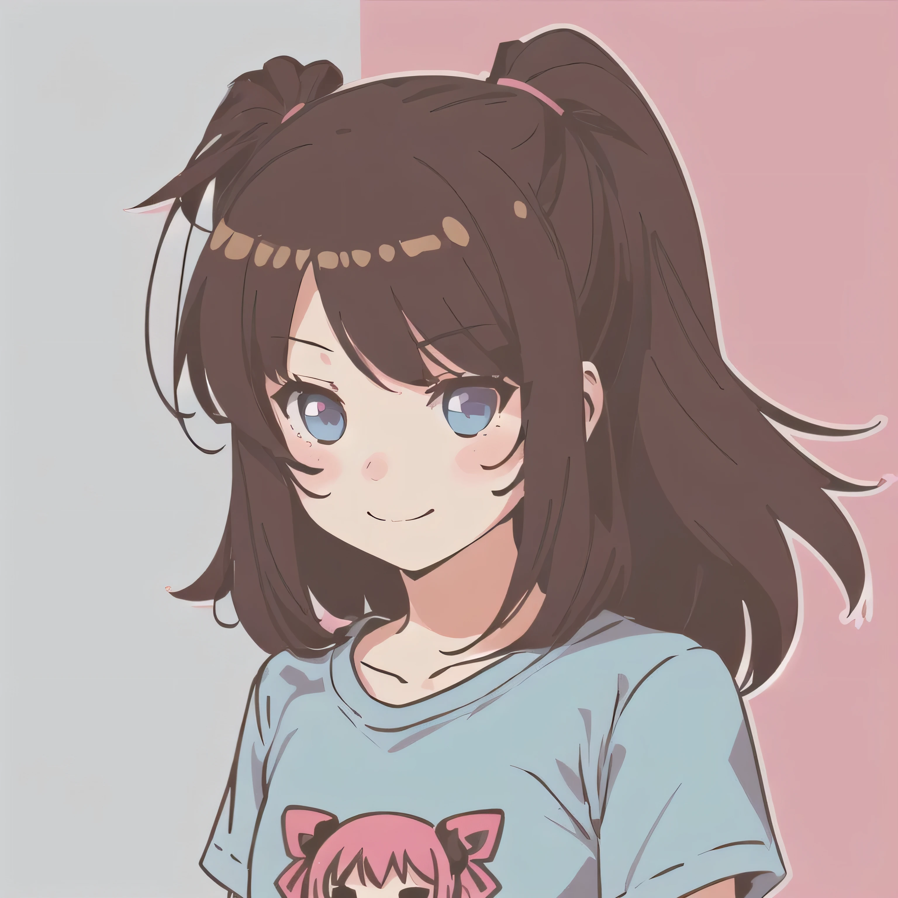 (A cute 1girl:1.4), (rough lines:1.3), (vector:1.3), simple, (flat illustration:1.2), anime, tshirt