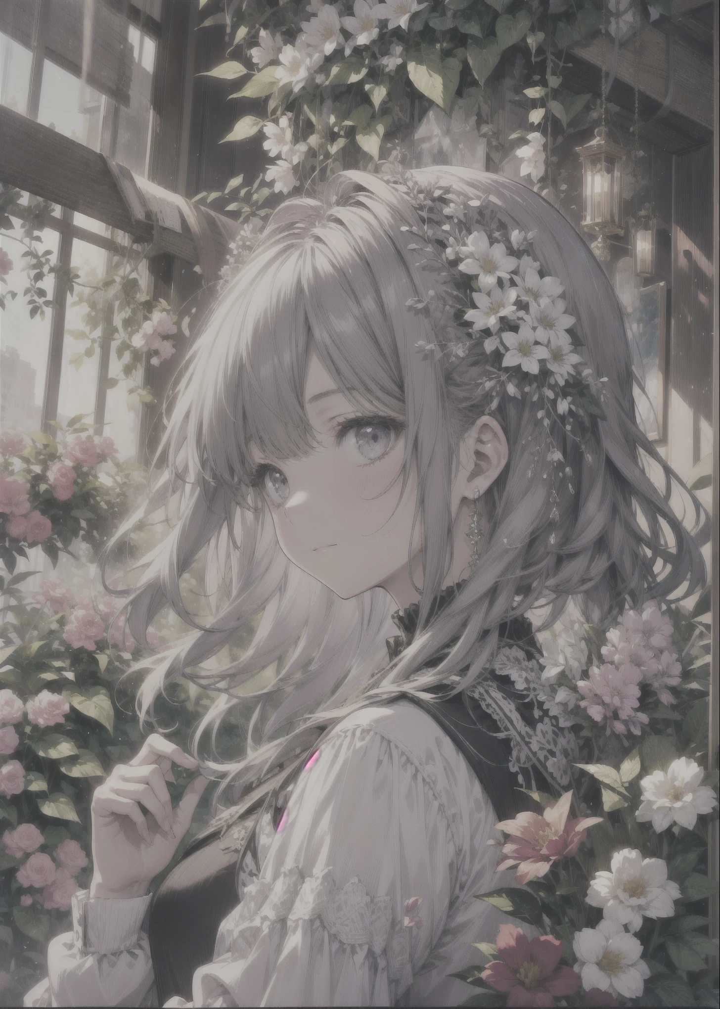 natural lighting, soft smile, profile, evening, spring ephemeral,