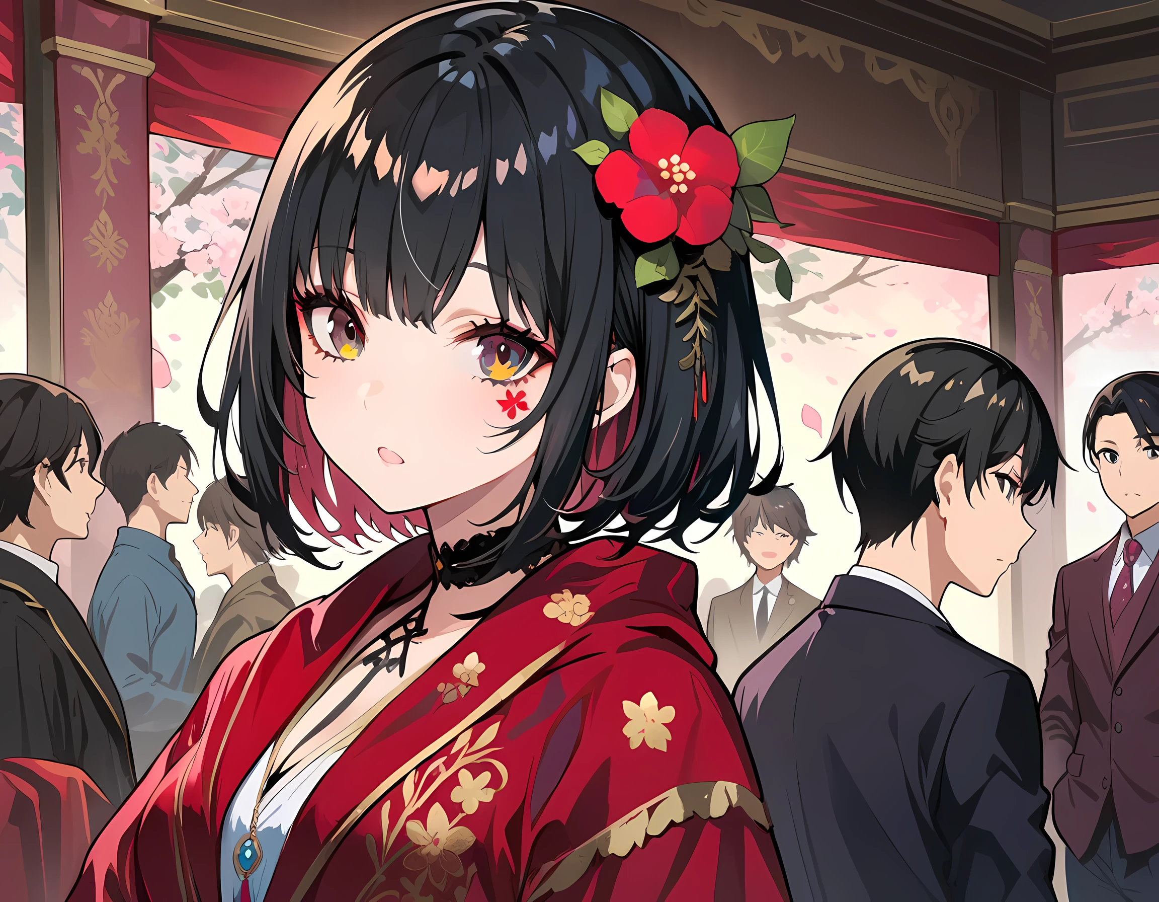 {masterpiece},{best quality},{1 girl}, Lovely, Astonishing, Beautiful and delicate eyes, black eyes, short hair, black hair,fine details,depth of field,Extremely detailed CG,The original, Very detailed wallpaper,Upper body, looking at the audience