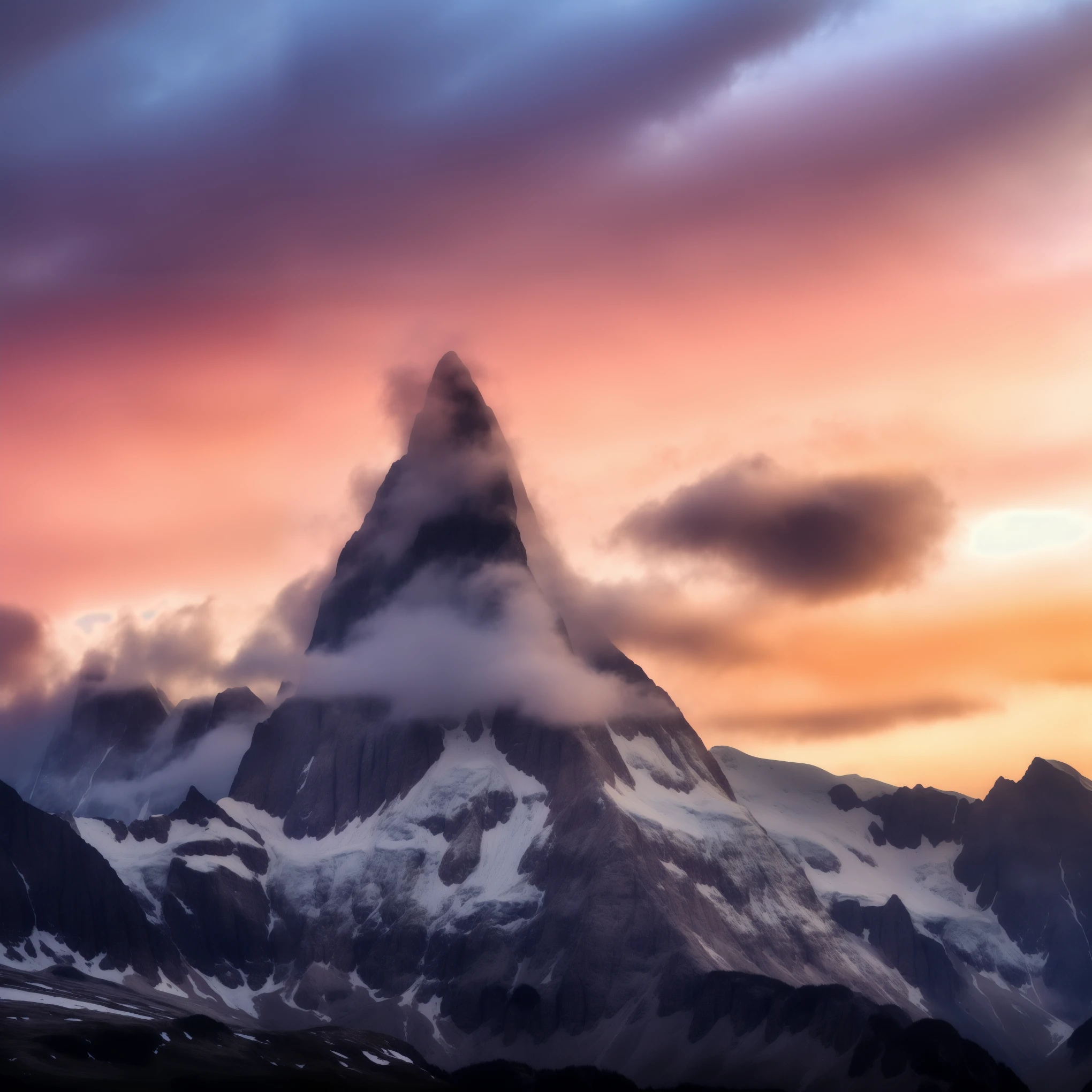 mountains with a pink sky and clouds in the background, by Johannes Voss, by Sebastian Spreng, dramatic mountain background, by Erik Pevernagie, by Matthias Weischer, by Franz Hegi, mountain sunrise, by Alexander Robertson, by Daniel Seghers, by Etienne Delessert, epic sunrise, by Andrew Geddes, marc adamus