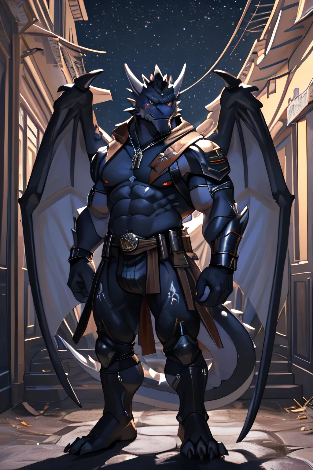 (The violent and powerful Black Dragon King，Wearing modern black and gold armor：100)，Purple long style，(Physically strong，broad dragon body，majestic dragon wings，Sharp and huge dragon claws，粗Dragon tail，huge black dragon king：2)，emulsion，full crotch，(blue dragon flame：2)，blood moon，Overwhelming presence，full body pictures，Very detailed，4k HD,Scars on the face, With sunglasses on his head,Necklace hanging around the neck,(muscular body:1.3), There is a scar on the face, Handsome, OK,(Scars on the face), on the street,(Express),(city background),(There is a scar on the face:1.2),(dragon horn),(Dragon tail),perfect masterpiece,(16K),Full body clothing,alone,((Strong)),,(double hand cross),(dick:1.2),(double hand cross:1.5),(hand:1.3),(fierce expression.:1.2),(Vision:1.5),Strong,muscle,((Holding a gun in hand)), (Bulletproof vest)),serious expression