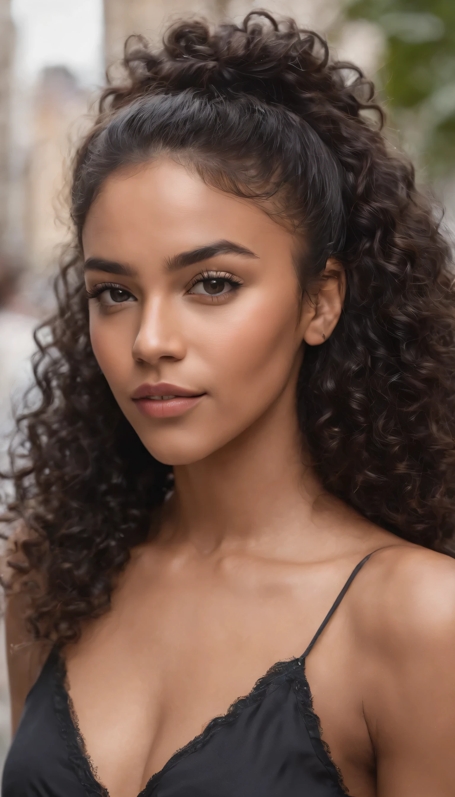 A beautiful and amazing black brasileiro woman，Retrato da parte superior do corpo，27 anos de idade , Free Loops, black encaracolado hair, (Sombrio, Curto, encaracolado hair), Long encaracolado long wild black hair, Multiversales Cheveux, brasileiro, curto, encaracolado black hair, black encaracolado hair, atrai, cabelos ondulados espalhados, Boucles baroques, atrai, encaracolado, Derramado, encaracolado hair, Cheveux, encaracoladoer Pony full body photo in white downtown