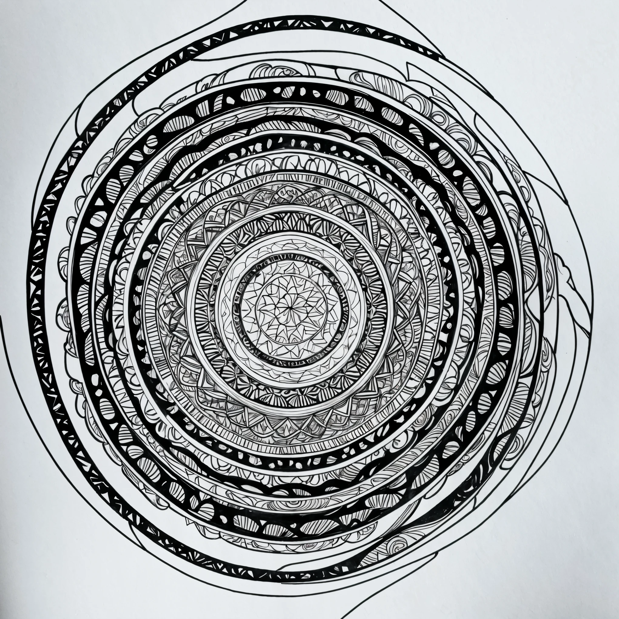 highest quality,best image,Black and white coloring book,mandala