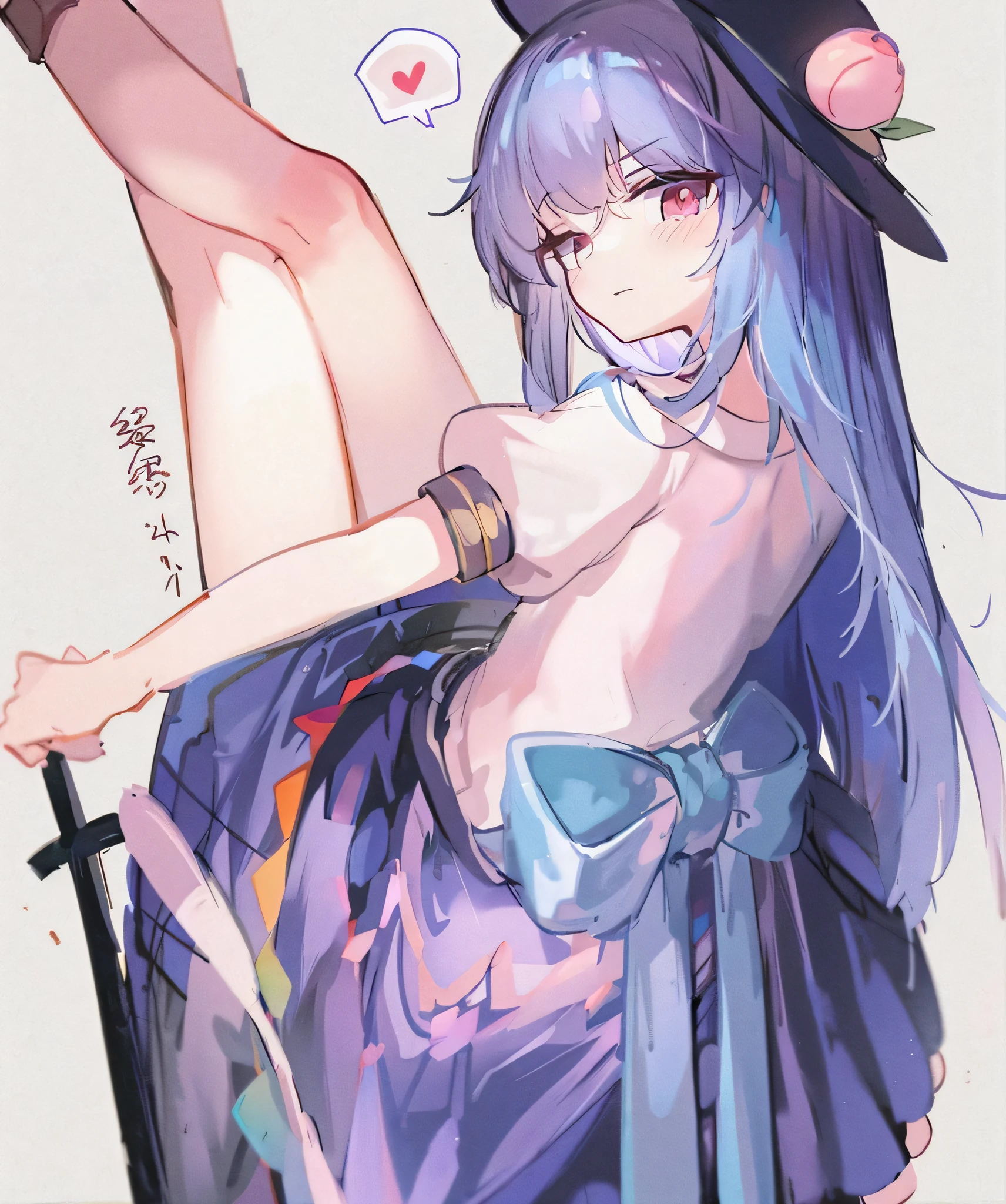 (masterpiece),best quality, expressive eyes, perfect face, 1girl,
 hands on waist,beautiful, gorgeous,anime,girl,lora,hinanawi tenshi, blue hair, blue haired, floating clothes,waist grab, grabbing waist, mains sur les hanches , hands on hips,flat chest