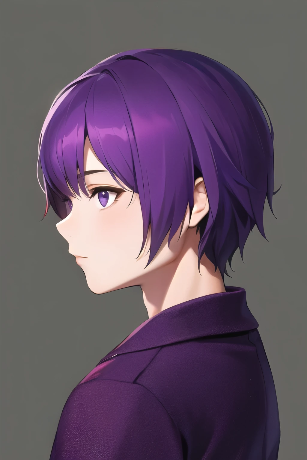 1 man, alone,Purple Theme,looking at viewer,portrait,from the side,boy,2D