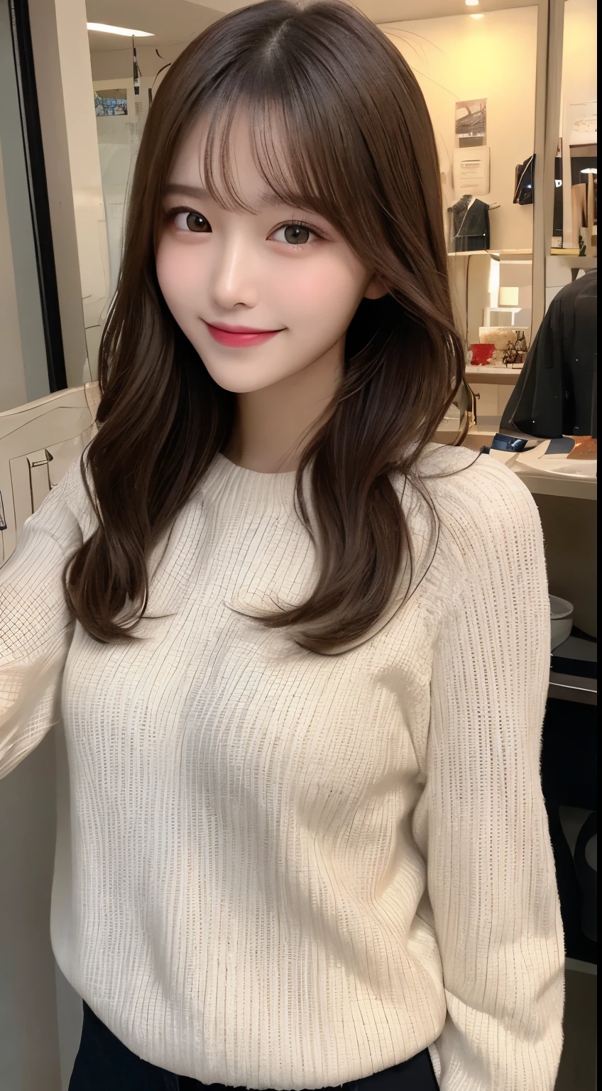 table top, highest quality, shape, Super detailed, finely, High resolution, 8k wallpaper, 完璧なダイナミックな構shape, beautiful and detailed eyes, straight hair, small breasts, natural color lip, random sexy pose,smile,20 year old girl、midnight、Beautiful and dense face、perfect and beautiful face,Big eyes、Raw photo、Expressing feminine poses with your whole body、beautiful and detailed eyes、small face、beautiful duplex、slim face and style,beautiful golden ratio face、long sleeve blouse、Check shorts、Smile