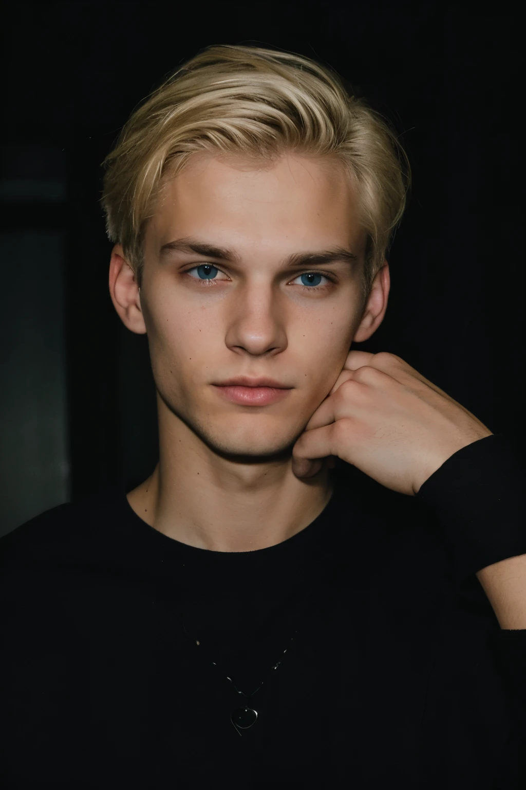 super cute blond man in a dark theme