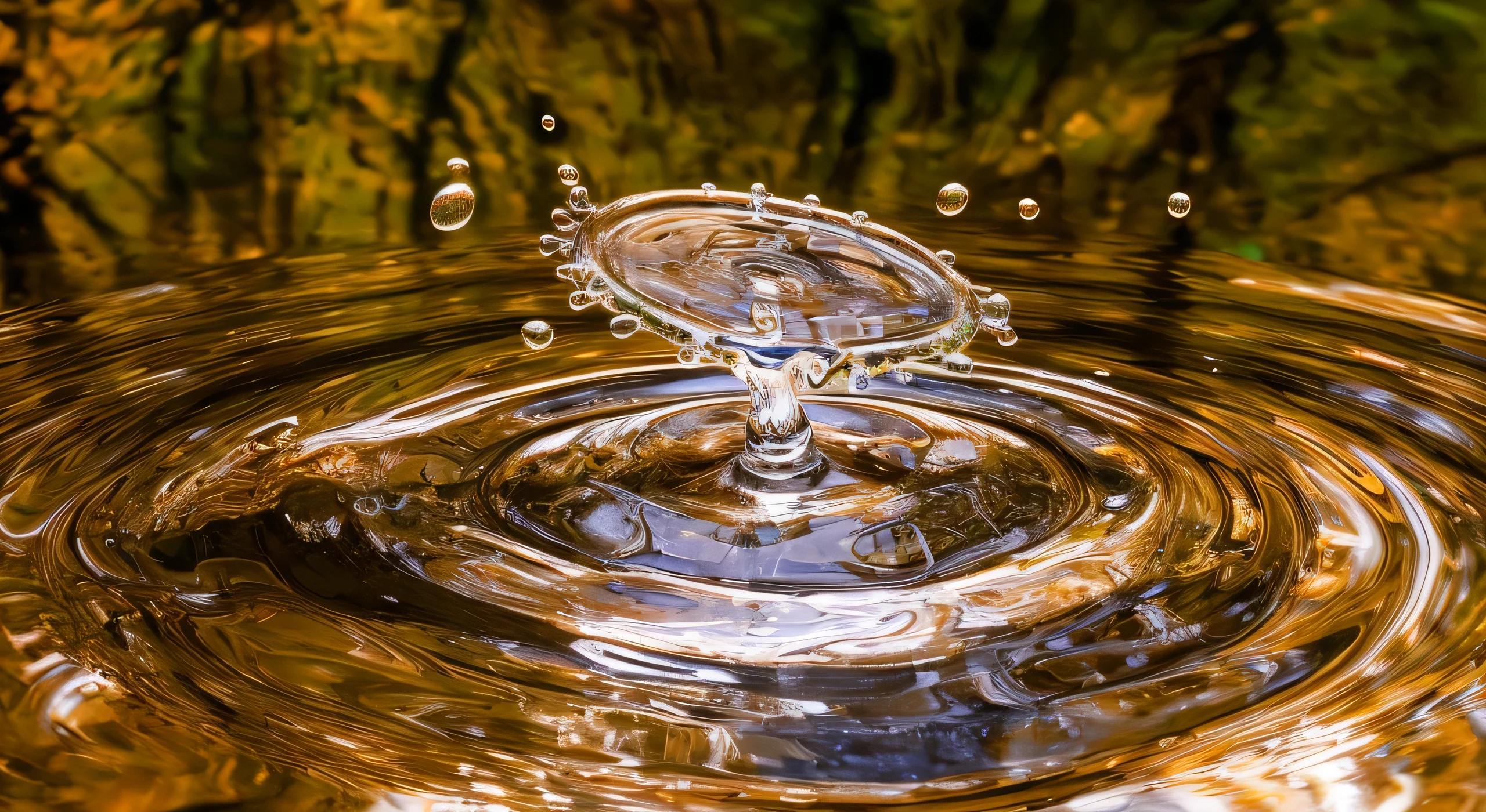 a close up of a water drop with a leaf in the middle, water swirling, water powers water swirling, drop of waters, splashing water, water droplet, water splashing, drops of clean water, fountain of water, intricate water, trickling water, water droplets frozen in time, dripping water, water bubble, splashing
