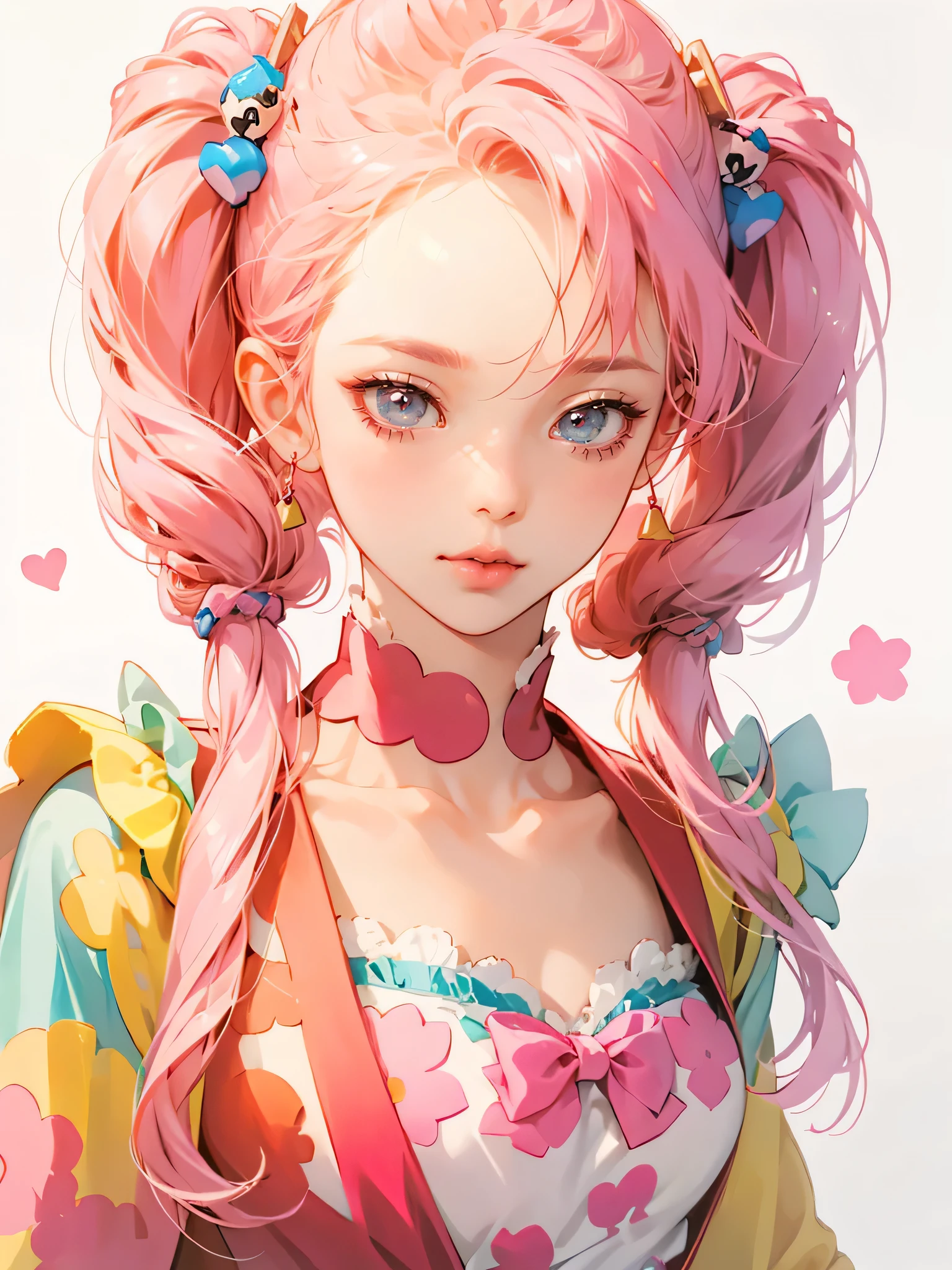 Anime girl with pink hair holds a pink phone in front of her face, Decora style illustration, cute cute girl, cute realistic portrait, pretty art style, anime atmosphere, Kawaii Anime Manga Style, cute anime girl, cute aesthetics, anime art wallpaper 8k, anime art wallpaper 4k, anime art wallpaper 4k,  pink, anime aesthetics