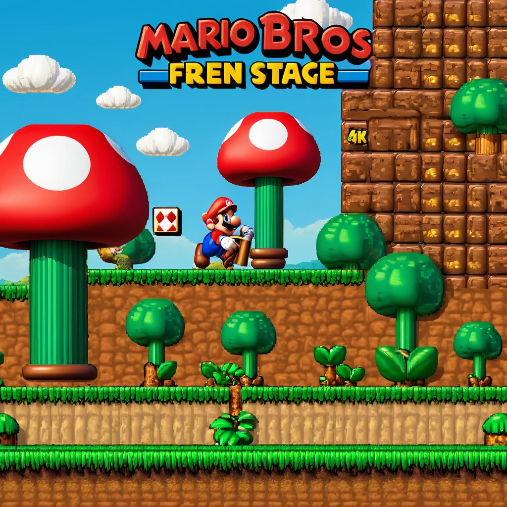 (best quality,4k,highres,masterpiece:1.2),ultra-detailed,(realistic,photorealistic,photo-realistic:1.37),Mario Bros, vintage photo, game year 1980, pixel art, retro gaming, nostalgic atmosphere, vibrant colors, playful characters, classic arcade game, 8-bit graphics, iconic sound effects, brick block textures, goomba enemies, mushroom power-ups, adrenaline-inducing gameplay, challenging levels, pixel-perfect animations, dynamic movement, immersive side-scrolling experience, nostalgic soundtrack, vintage arcade cabinet, joystick controls, high score competition, interactive multiplayer mode, iconic characters like Mario and Luigi, imaginative world design, jump and run platforming action, warp pipes, bonus stages, coin collecting frenzy, timeless gaming experience, 80s gaming culture, fond memories of childhood.