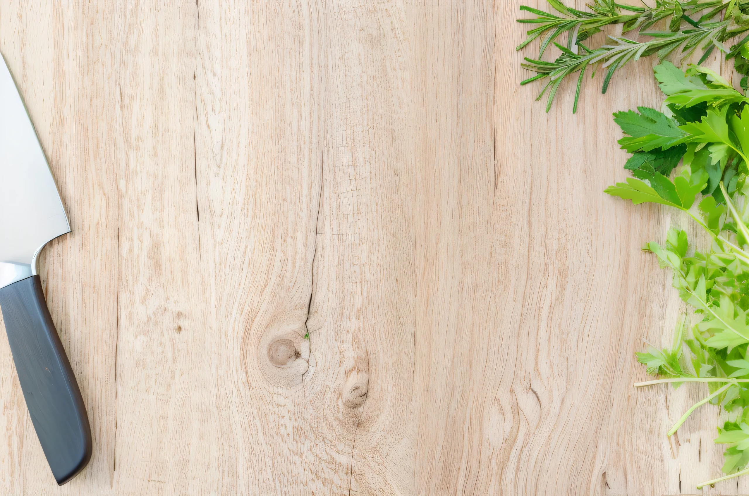 there is a knife and some herbs on a table, wooden background, wood texture, herbs, on a wooden table, kitchen background, wood print, wood surface, on a wooden desk, oak, on wooden table, wooden, weed background, wood, a wooden, viewed from above, greenery, health, clean background, plain background, rich texture