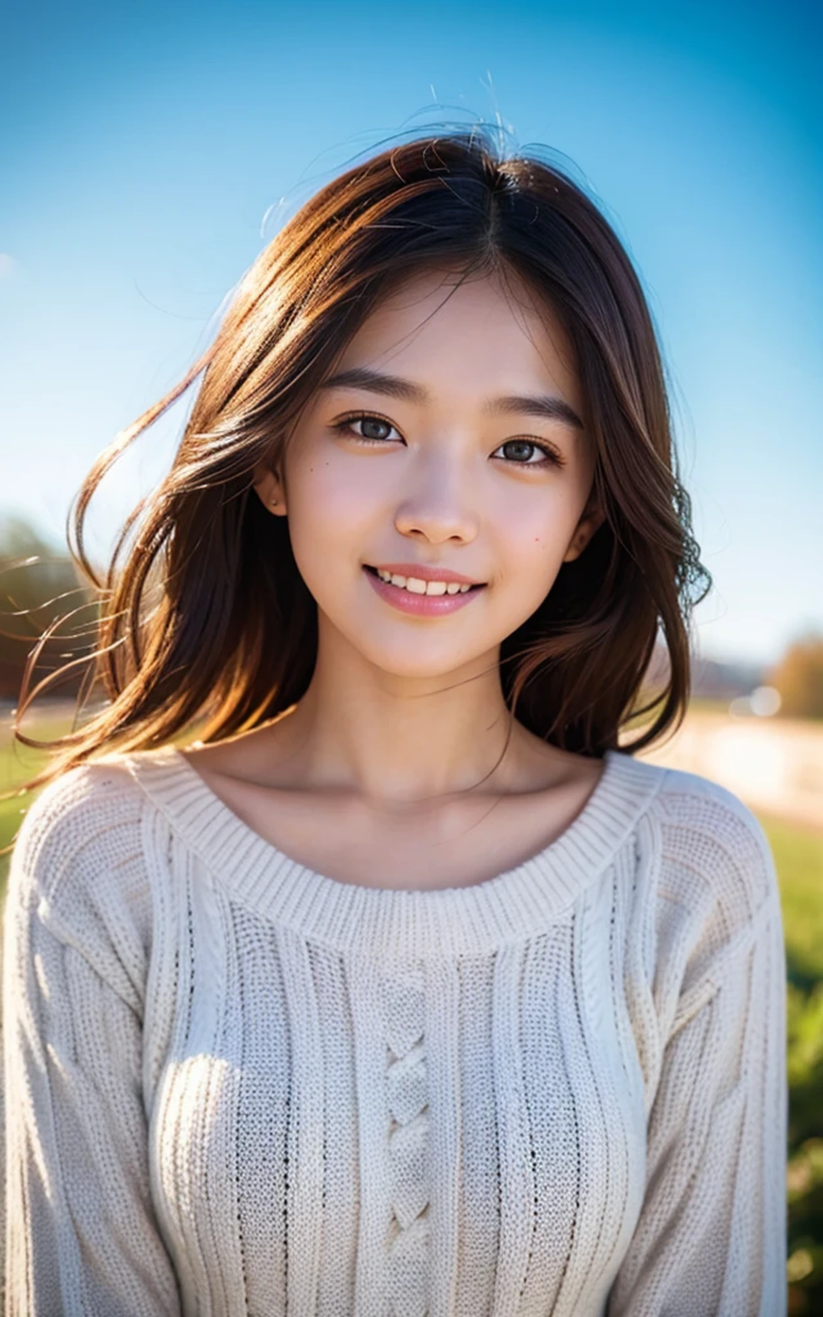 8k,Highest quality,(masterpiece:1.2),(Realistic),(Realistic:1.37),Ultra-high resolution,1 female college student,city,smile,Beautiful Eyes,(((Cute casual clothes))),Perfect body,Perfect Fingers,Professional Lighting,gravure,Detailed face and skin texture,fine grain,RAW Photos