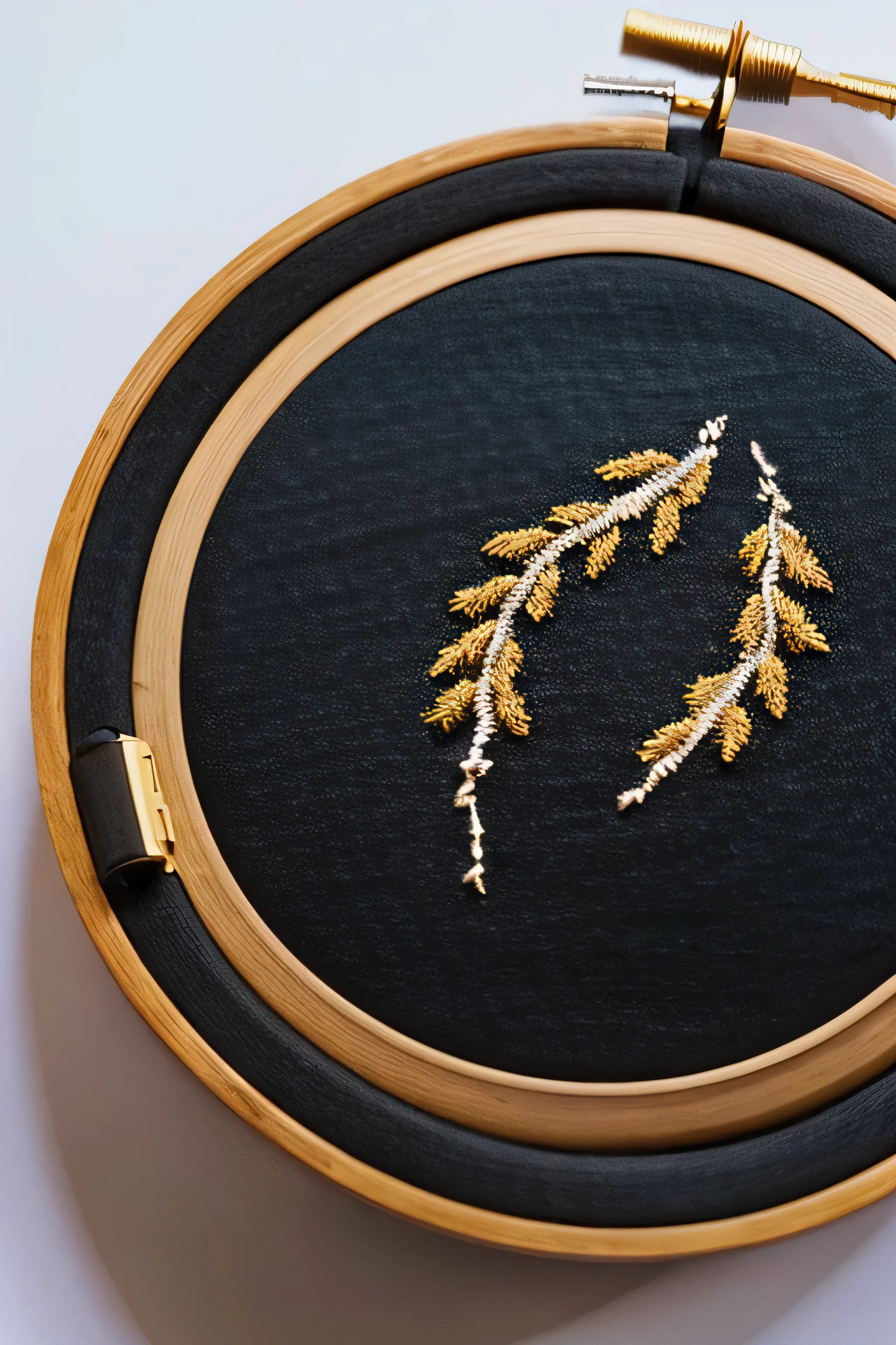 Simple embroidery with lightning, embroidery, gold Embroidery thread, black background