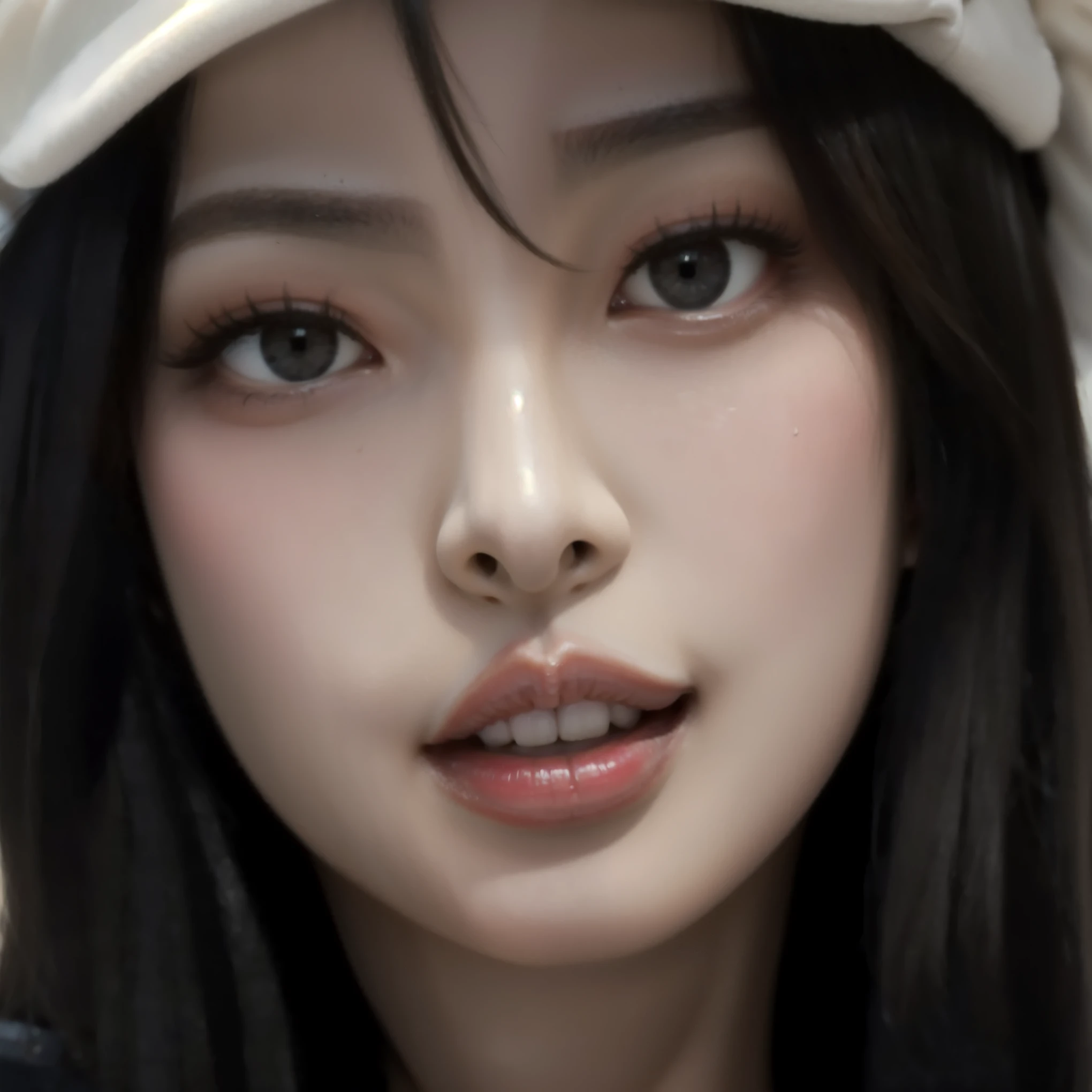 puffy woman with white hat and white shirt, kawaii realista portrait, obras de arte no estilo de guweiz, photorealista!!!!!!! Estilo de arte, realista. Cheng Yi, realista beautiful face, realista artstyle, beautiful realista face, realista anime 3 d style, photorealista beautiful face, [ arte digital 4k ]!!, [ Fotorrealismo 4k ]!!