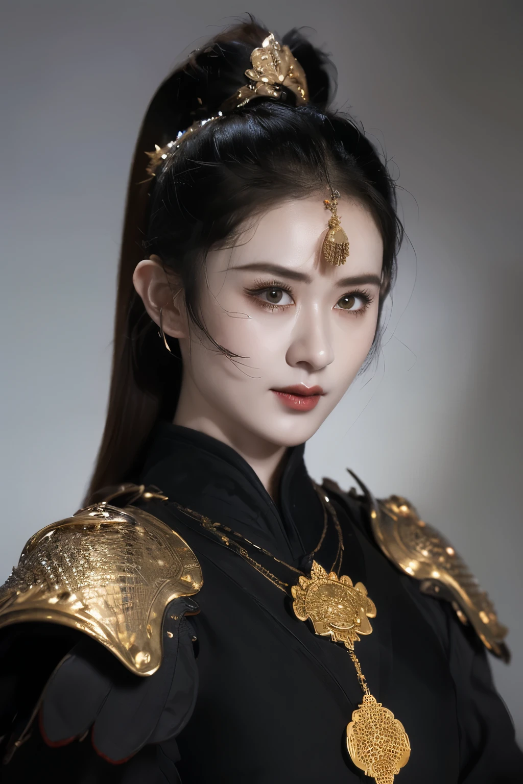 Game art，best picture quality，Highest resolution，8K，(A half-length photo)，(portrait)，(Head close-up)，(rule of thirds)，Unreal Engine 5 rendering works， (future girl)，(female warrior)， 
20-year-old girl，(chinese general)，Eyes with rich details，(big breasts)，Elegant and noble，indifferent，brave，
(Wearing Chinese armor，Tang Dynasty armor，The costumes are rich in detail，Metallic luster，Silver gray)，Chinese characters，fantasy style，
photo poses，wild background，Cinema lights，Ray tracing，Game CG，((3D Unreal Engine))，OC rendering reflection pattern