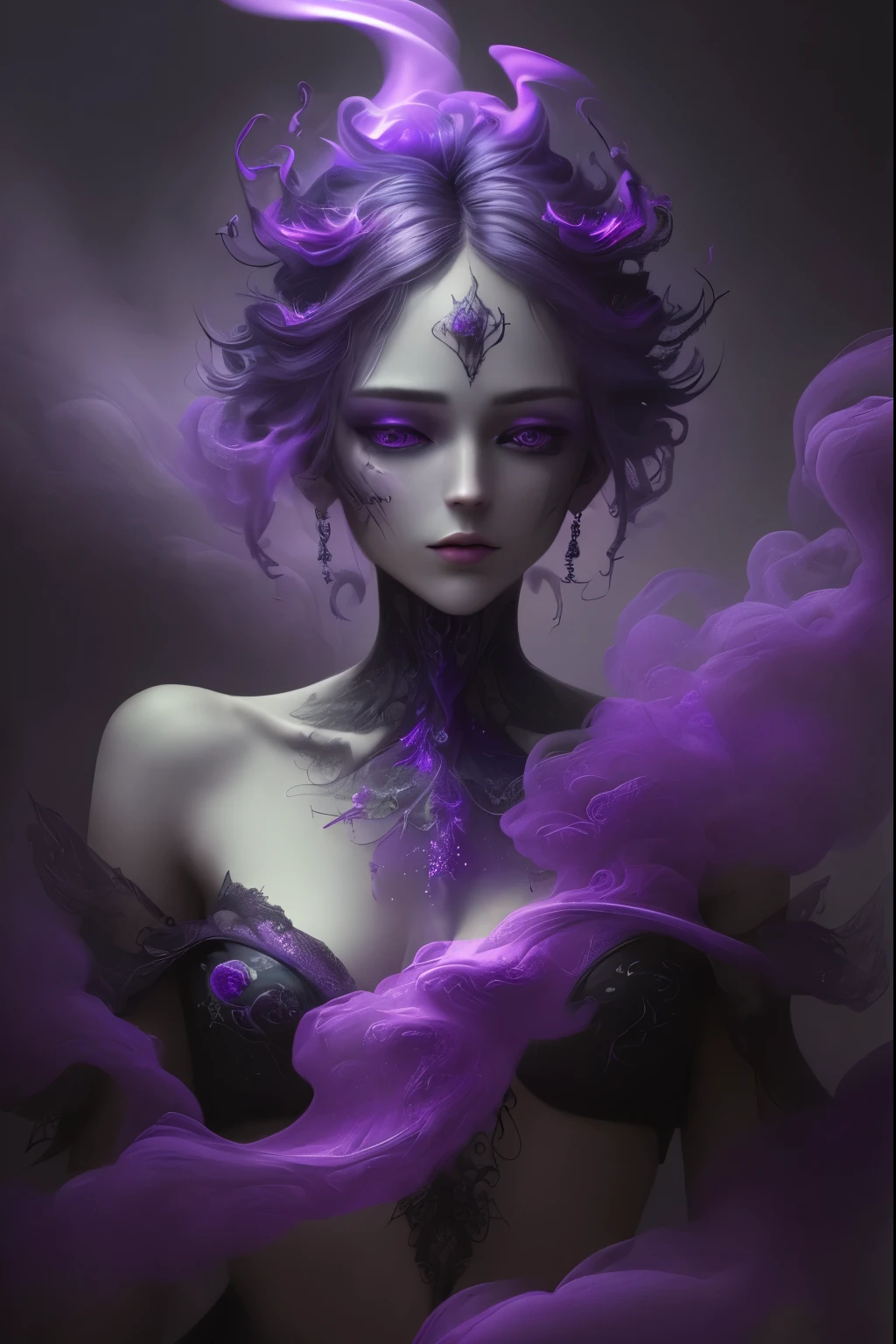 (best quality,high-res,ultra-detailed,masterpiece:1.2),vivid colors,purple smoke effect,smoke,hallucination,ethereal,exquisite details,mesmerizing,abstract,otherworldly lighting,mysterious atmosphere