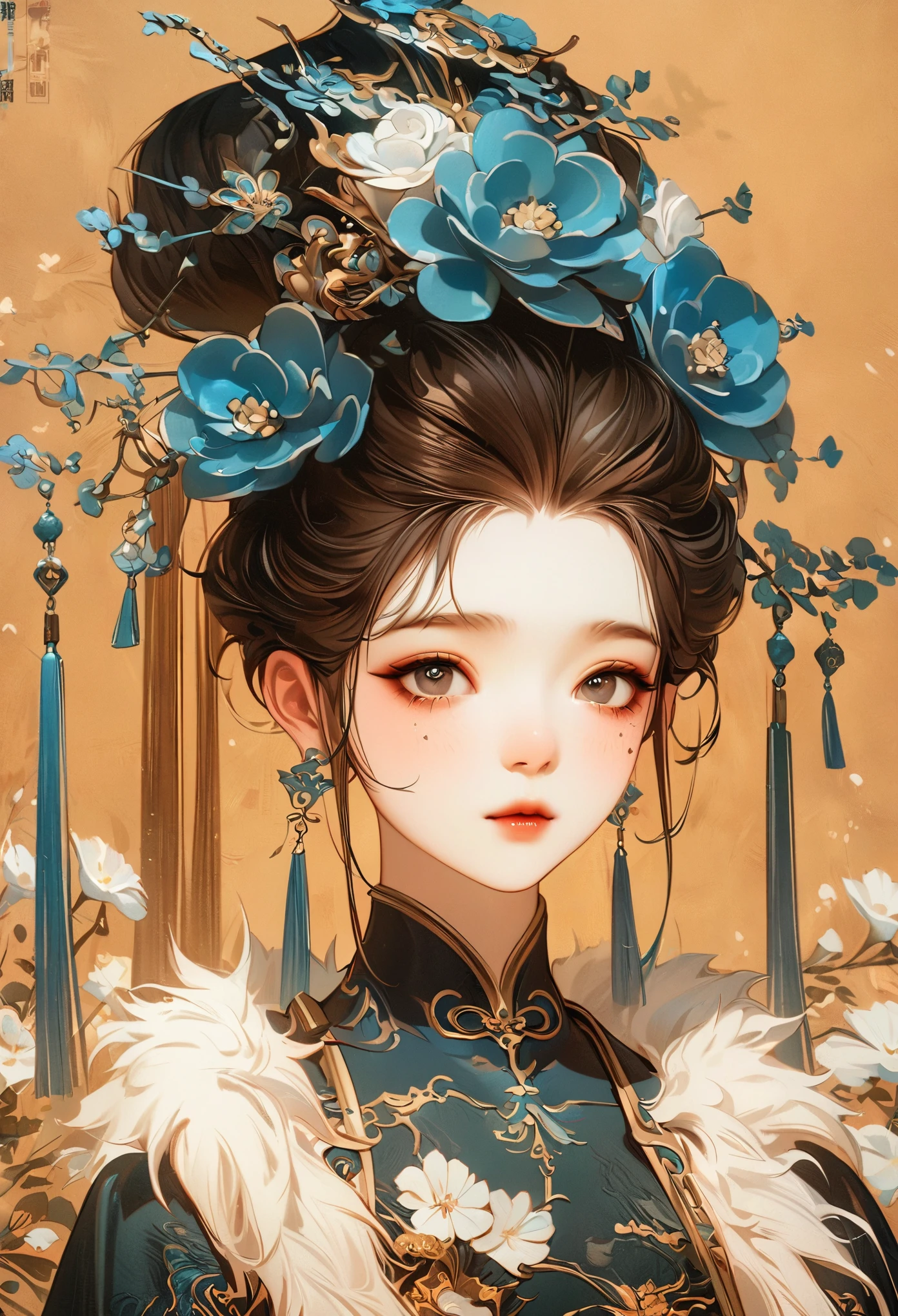 a girl, Chinese clothing, whole body, Sunlight, Clear face, clean white background, masterpiece, Super details, epic work, ultra high definition, high quality, Very detailed, official art, 8k wallpaper, Super details, 32k
