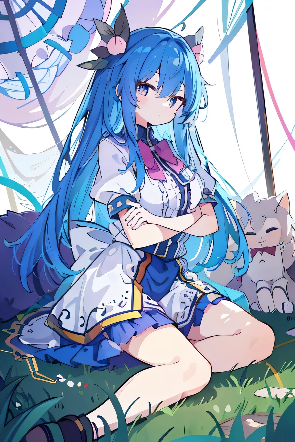 (masterpiece),best quality, expressive eyes, perfect face, 1girl,
hands on waist,beautiful, gorgeous,anime,girl,lora,hinanawi tenshi, blue hair, blue haired, floating clothes,waist grab, grabbing waist, mains sur les hanches , hands on hips,flat chest