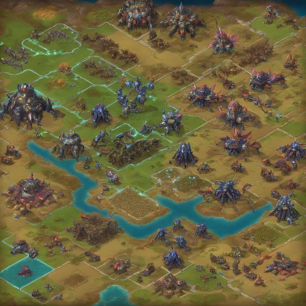 game：StarCraft, (battlefield, war, Science fiction, outer space:1.1, planet, land, Mountain, High-tech human infantry, Humans face the Zerg, tsunami-like Zerg swarm, tactical vision:1.1, top view, bright colors, futuristic lighting) (best quality, super detailed, High resolution, masterpiece:1.2), (actual, photoactual:1.37), high dynamic range, ultra high definition, studio lighting, extremely detailed description, professional, Bokeh