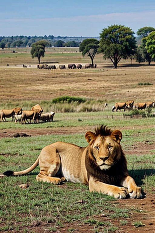 "A pride of lions on the savannah"