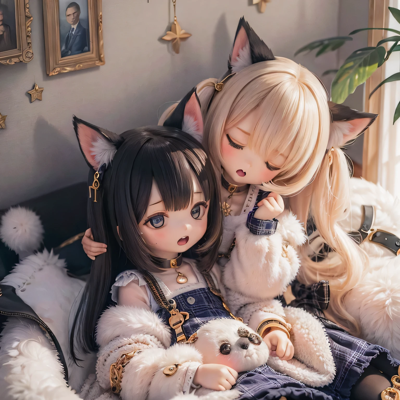  
sleeping cat girls