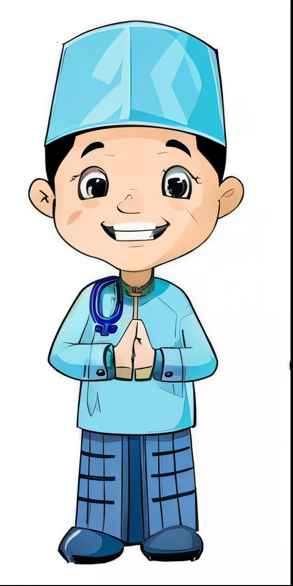 dark-skinned man, long dark blue hair, doctor's coat, strong, green eyes
